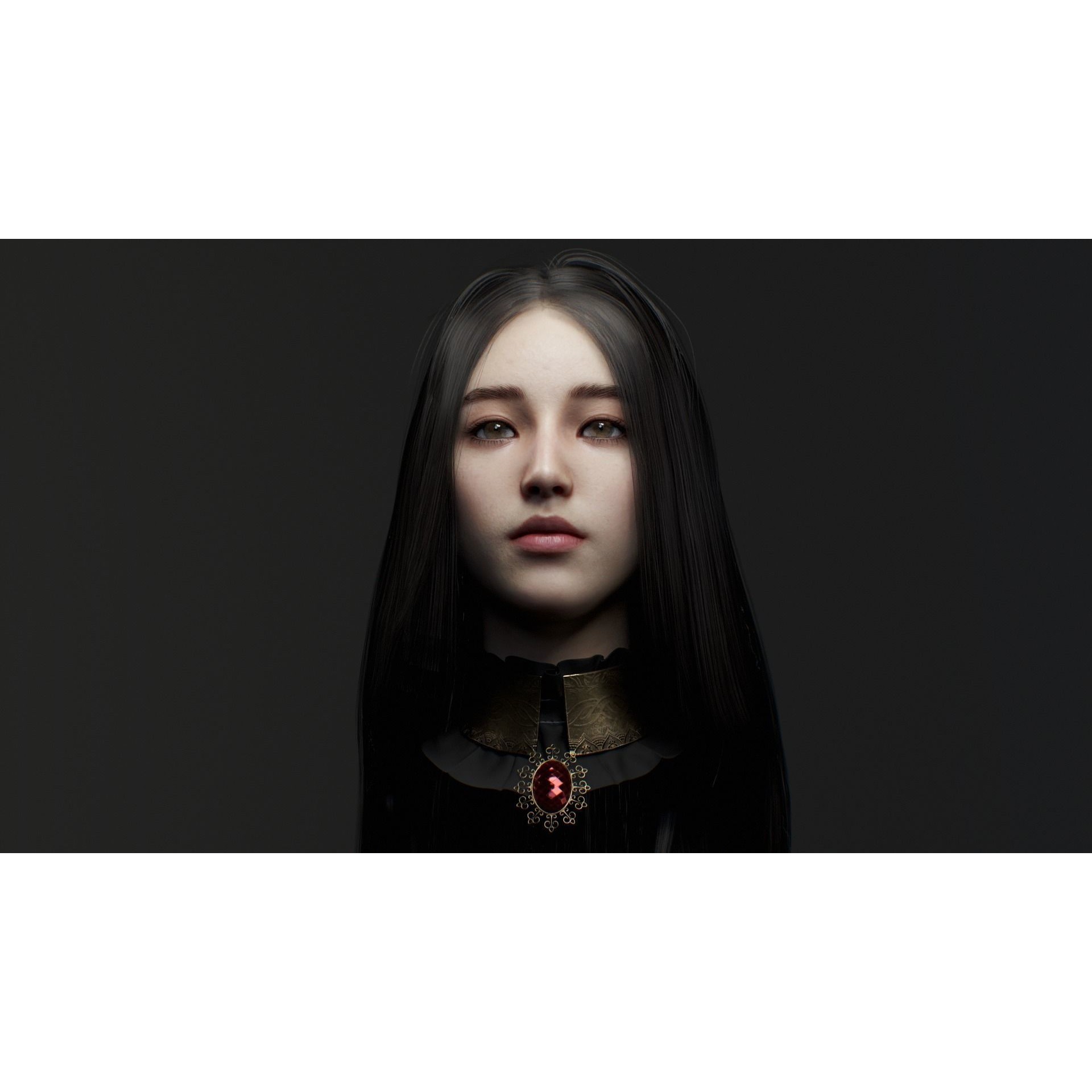 Beautiful Female Head - Low-Poly Game-Ready 3D Model - View 6