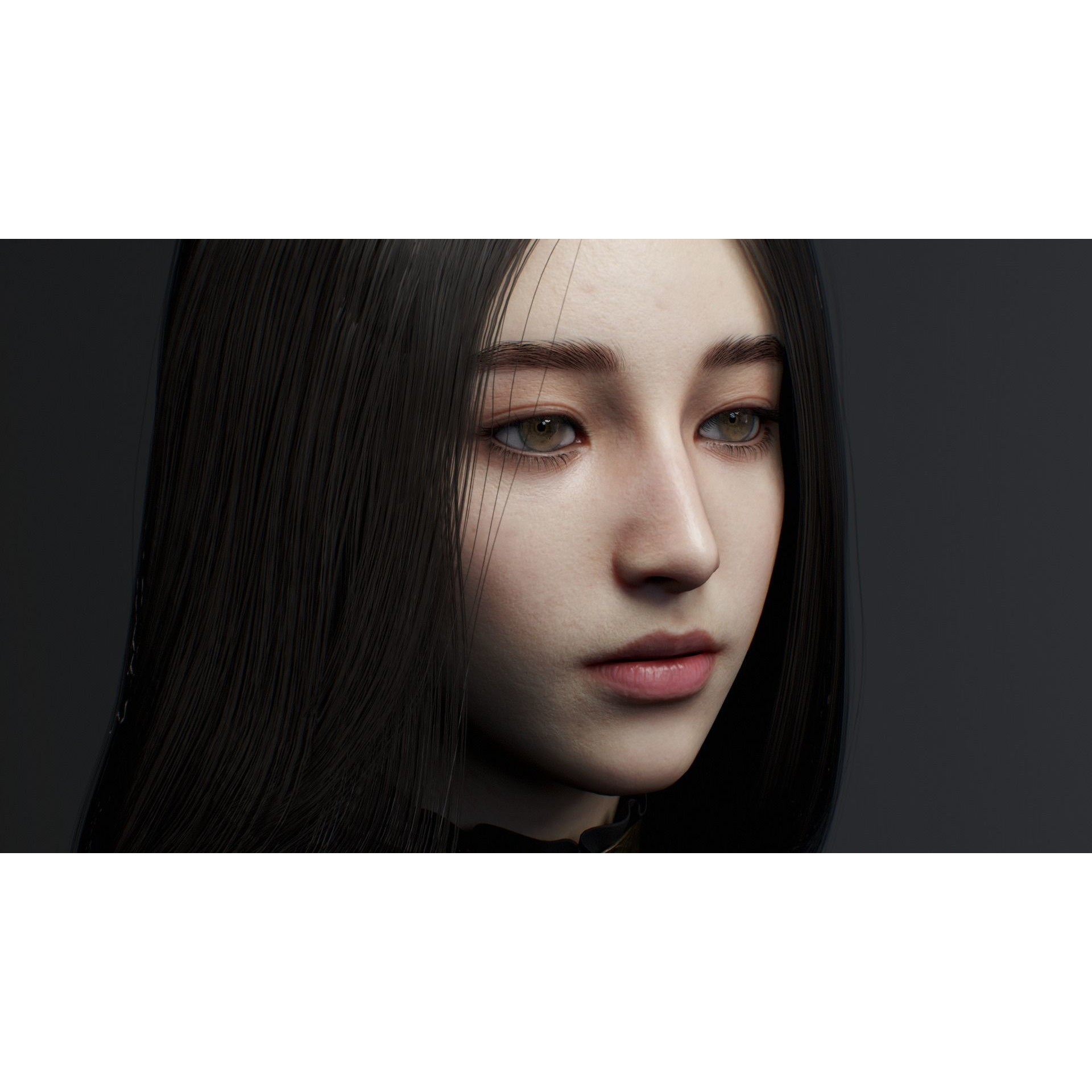 Beautiful Female Head - Low-Poly Game-Ready 3D Model - View 7