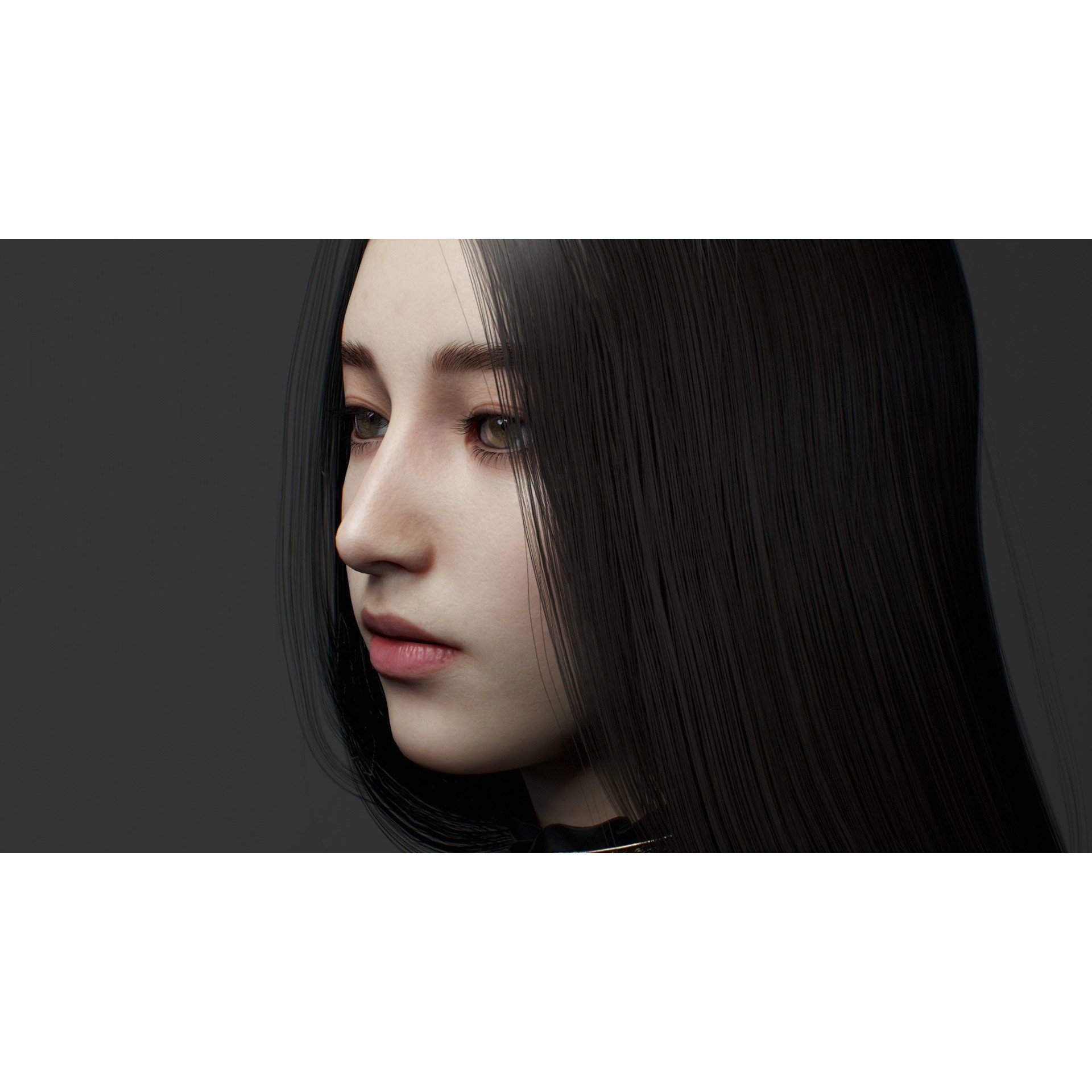 Beautiful Female Head - Low-Poly Game-Ready 3D Model - View 8