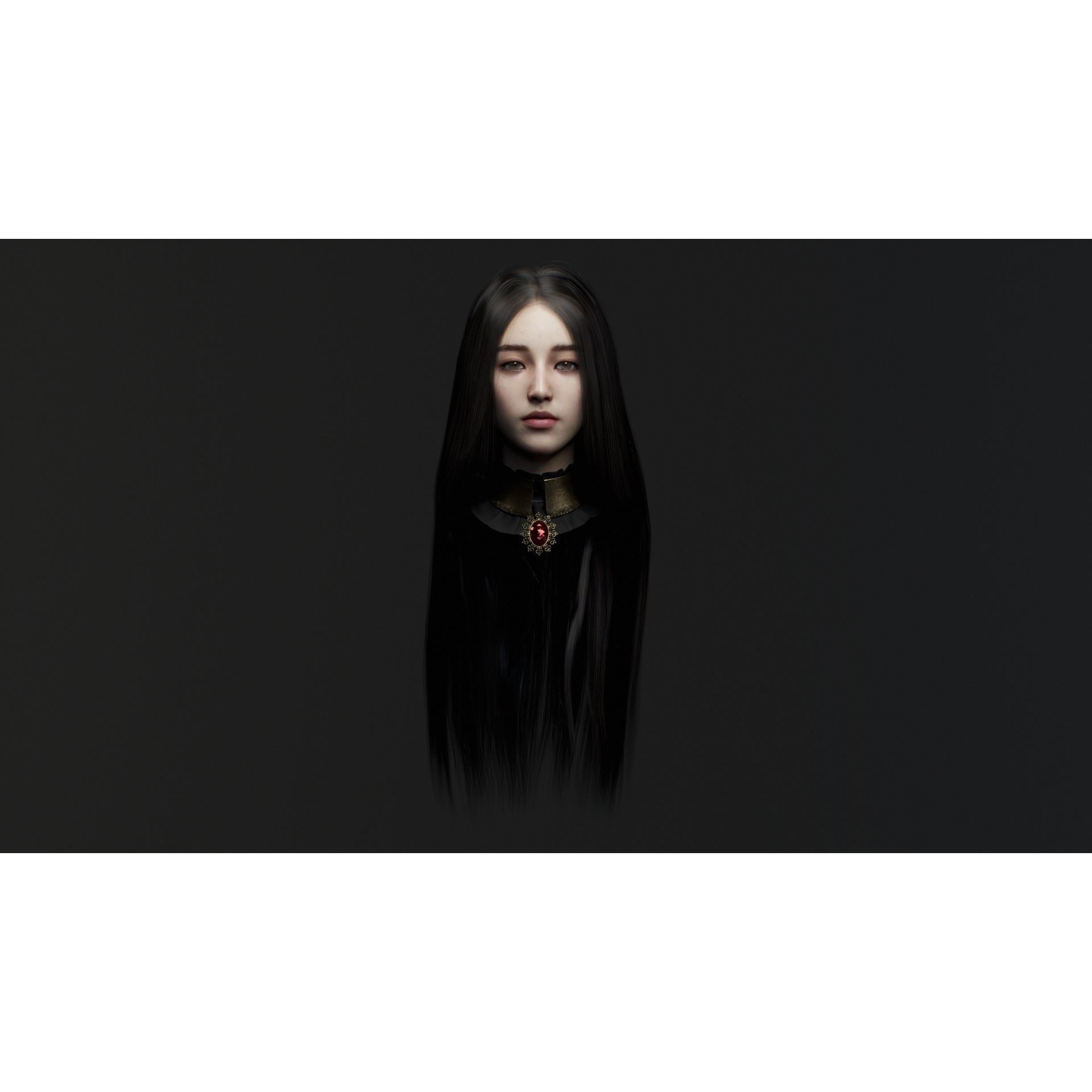 Beautiful Female Head - Low-Poly Game-Ready 3D Model - View 9