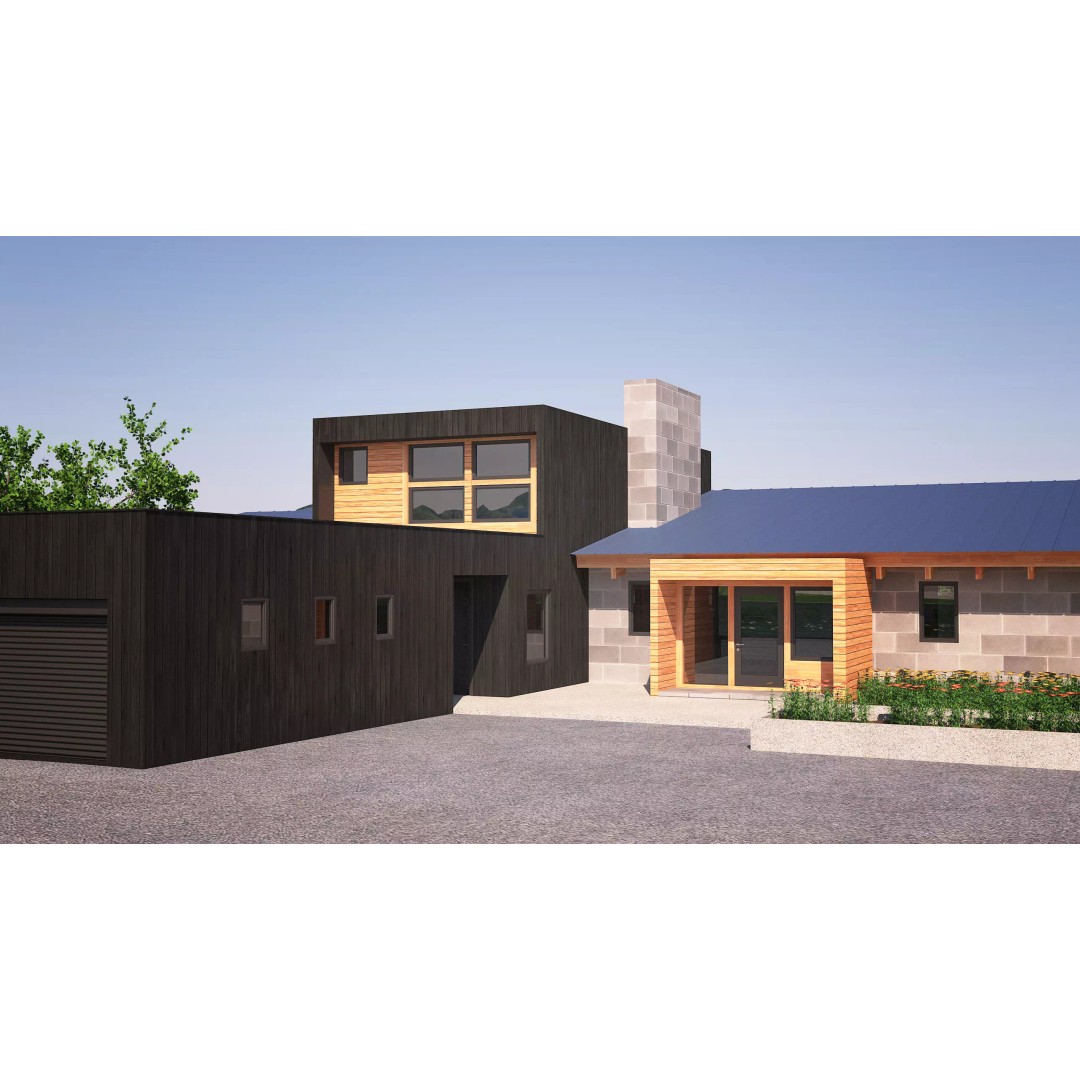 Wooden Lakeside House 3D Model – Modern Exterior Scene, FBX - View 12