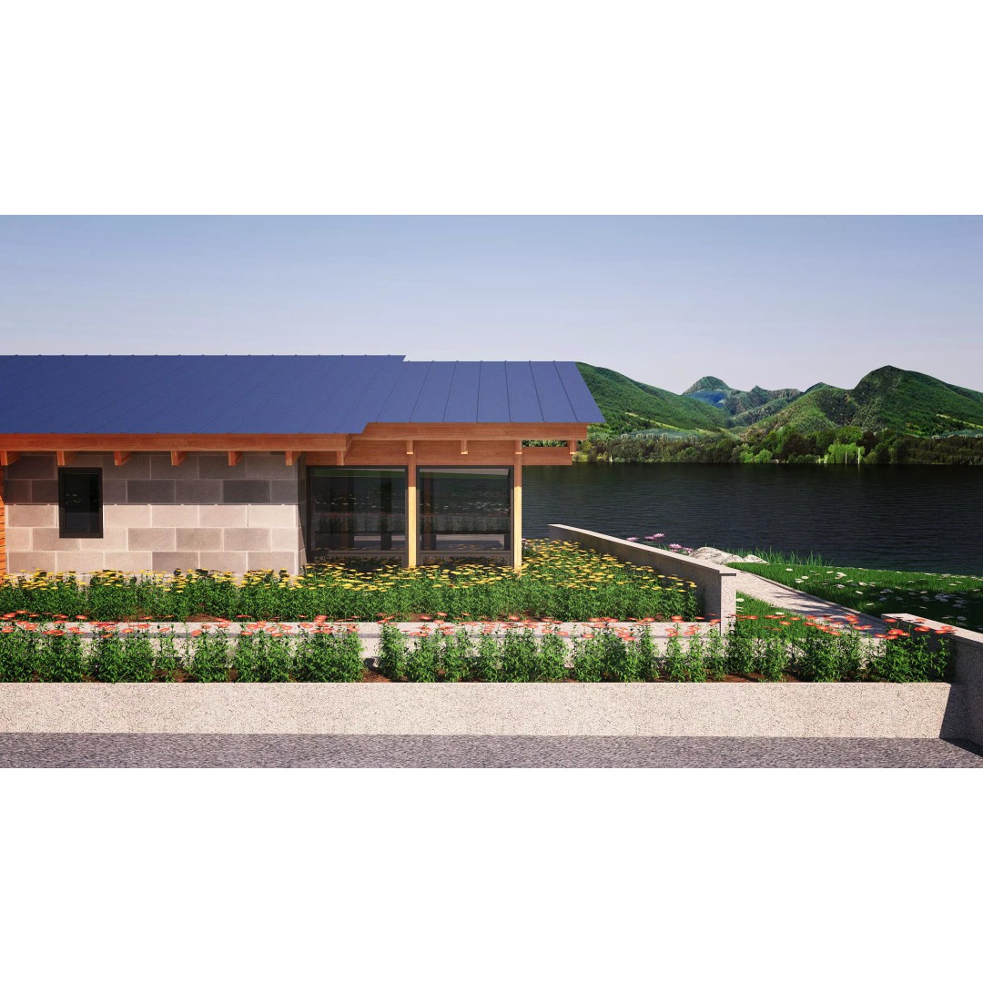 Wooden Lakeside House 3D Model – Modern Exterior Scene, FBX - View 13