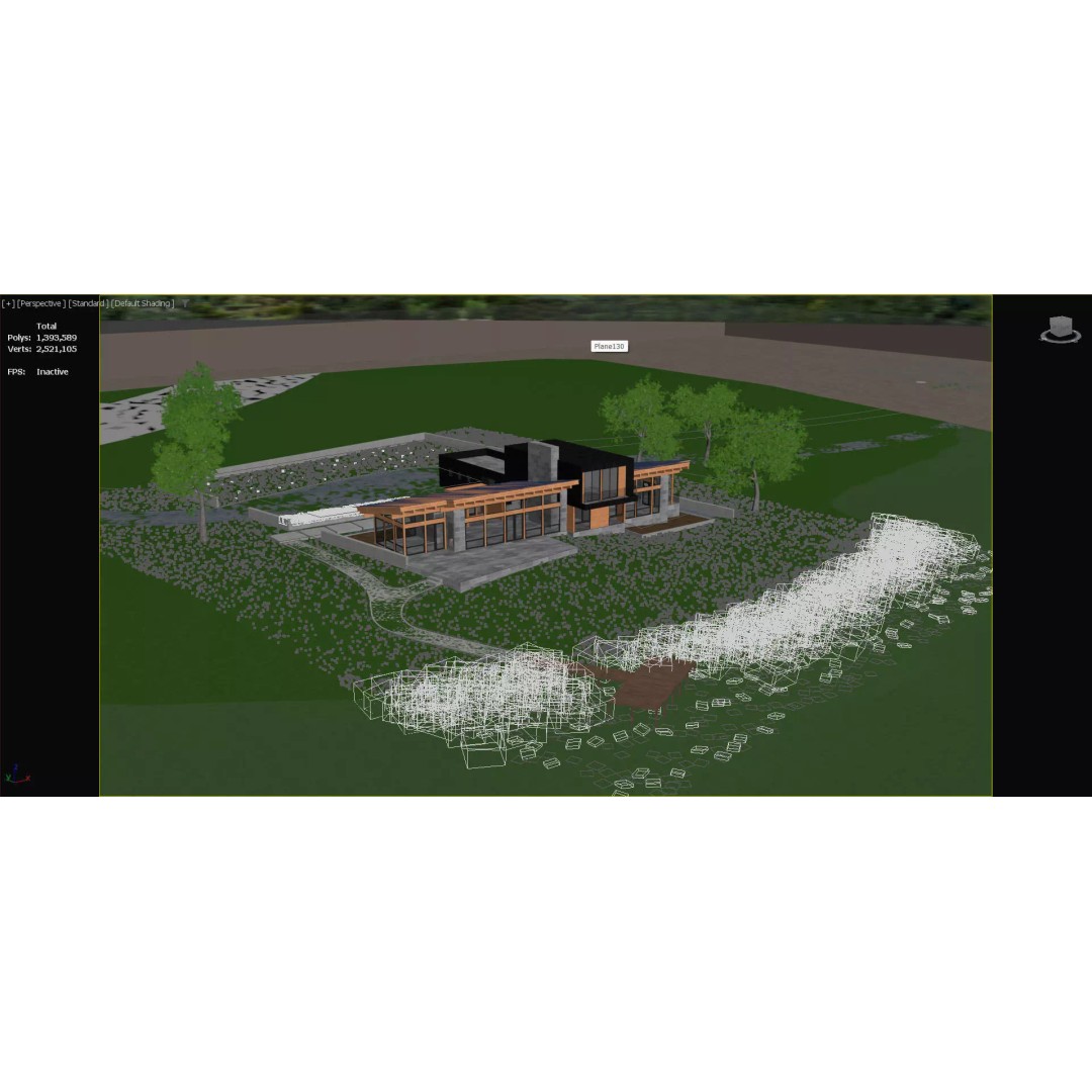 Wooden Lakeside House 3D Model – Modern Exterior Scene, FBX - View 17