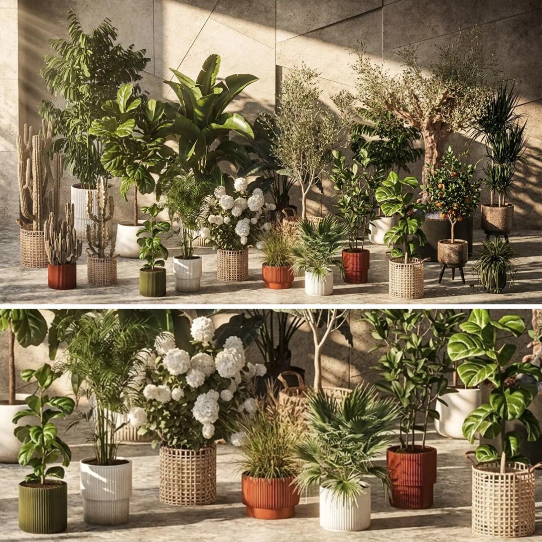 Realistic Potted Plants 3D Model – 20 Houseplants for Interior Decor, FBX - View 16