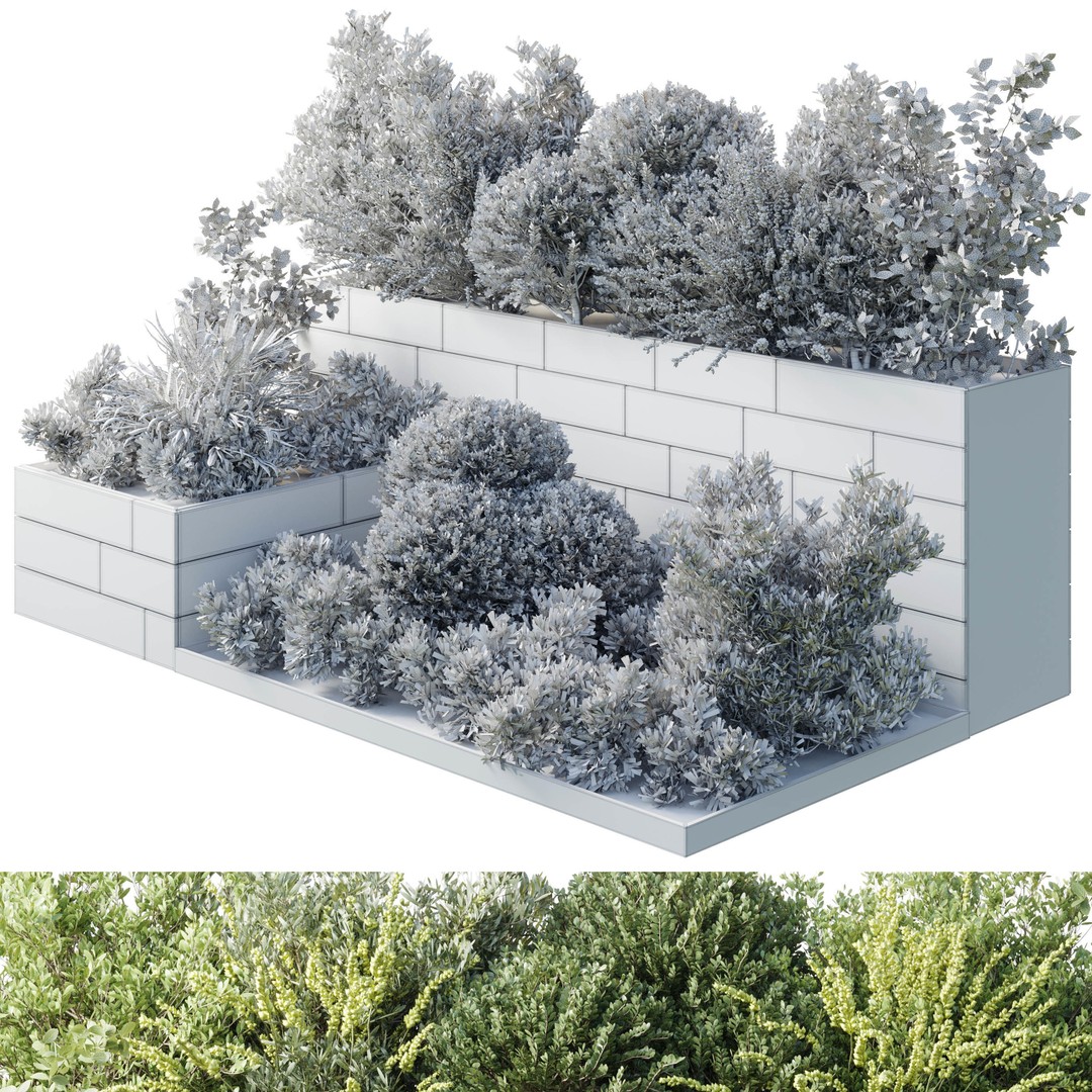 Garden Plants Box 3D Model – Decorative Outdoor Pot Design, PBR