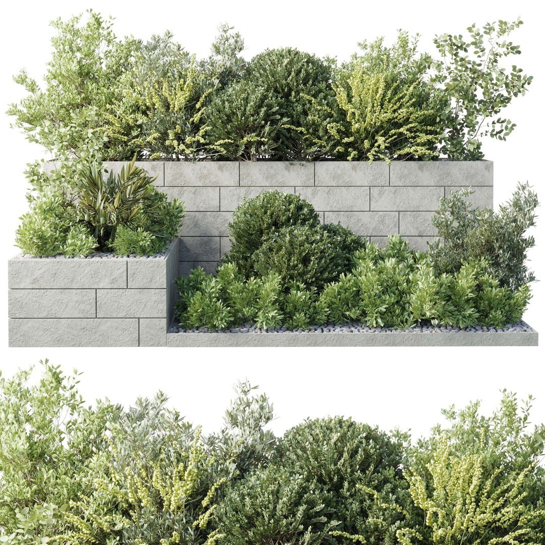Garden Plants Box 3D Model – Decorative Outdoor Pot Design, PBR - View 4