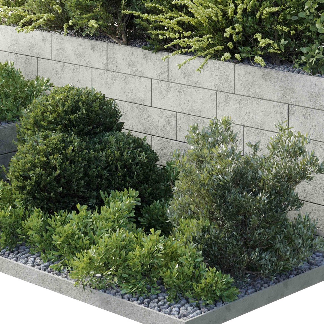 Garden Plants Box 3D Model – Decorative Outdoor Pot Design, PBR - View 6