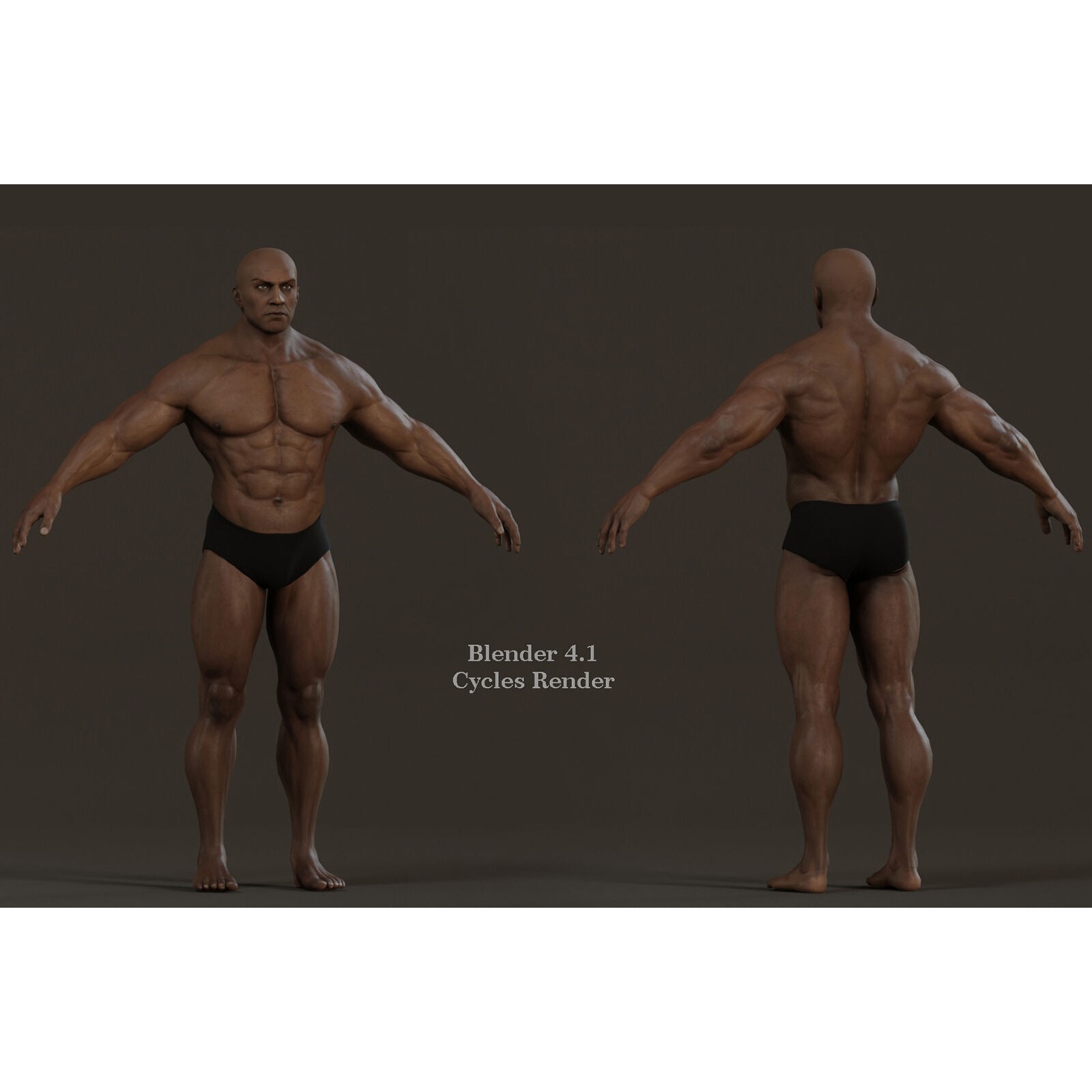 Male Base Muscle Rig - Low-Poly Game-Ready 3D Model - View 13