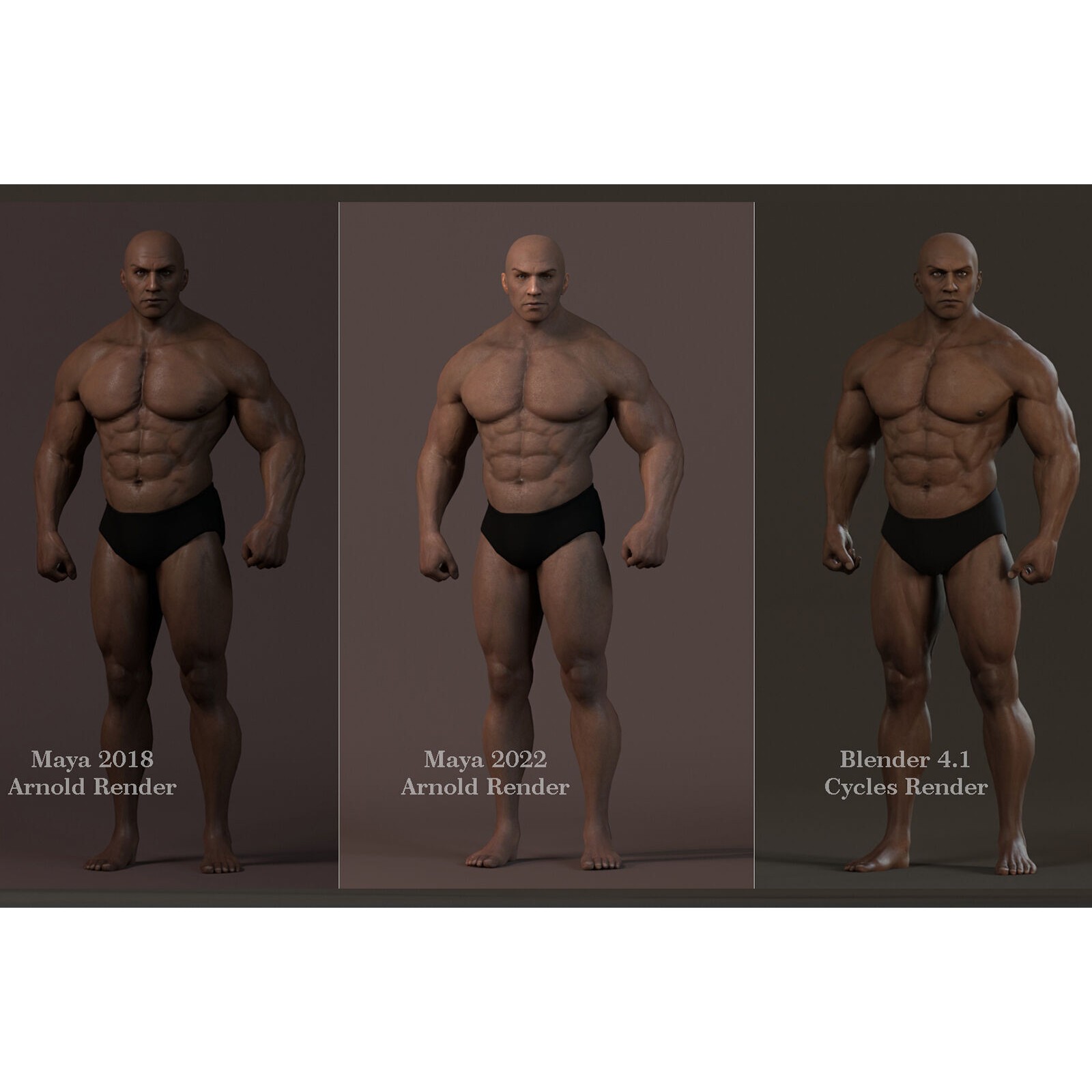 Male Base Muscle Rig - Low-Poly Game-Ready 3D Model - View 15