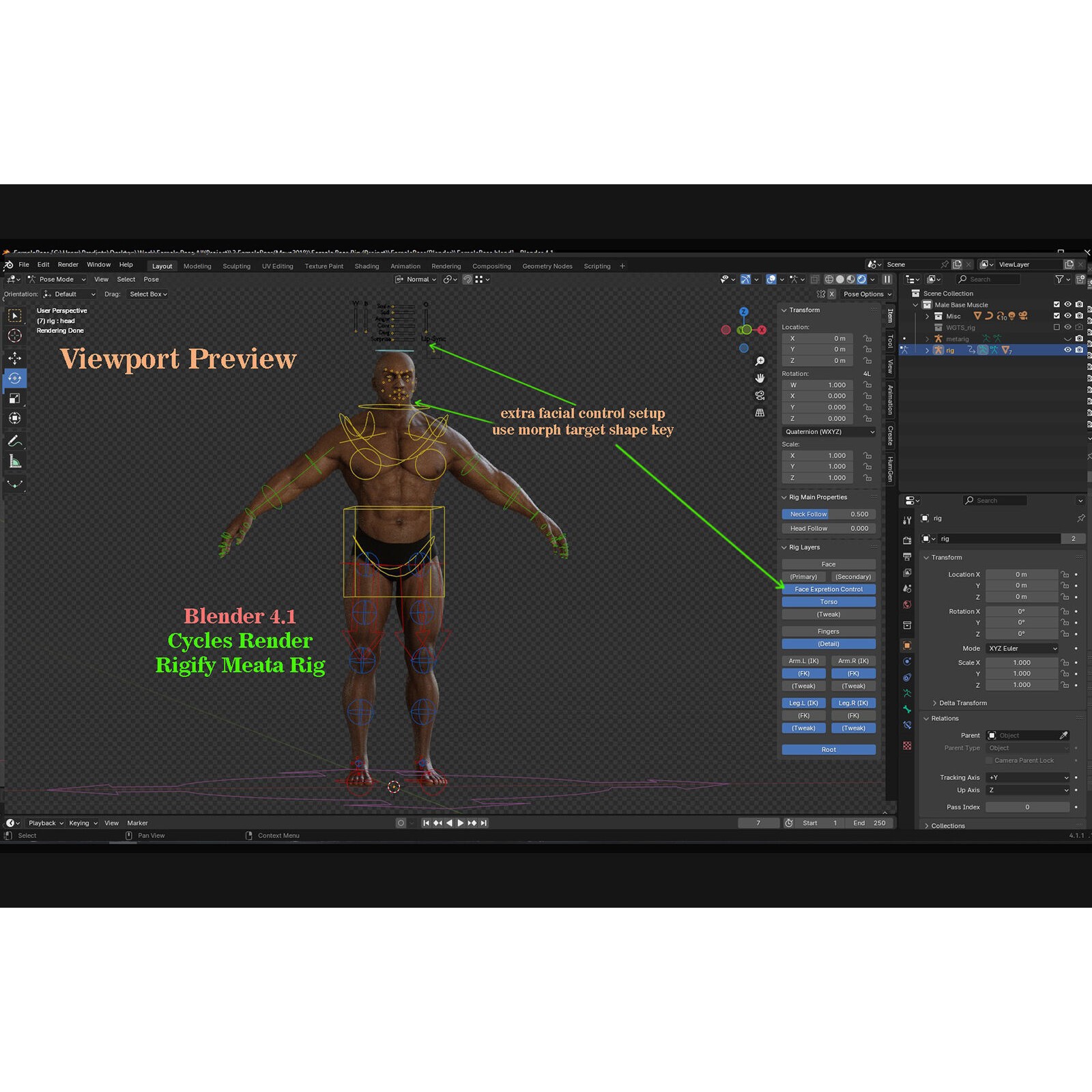 Male Base Muscle Rig - Low-Poly Game-Ready 3D Model - View 25