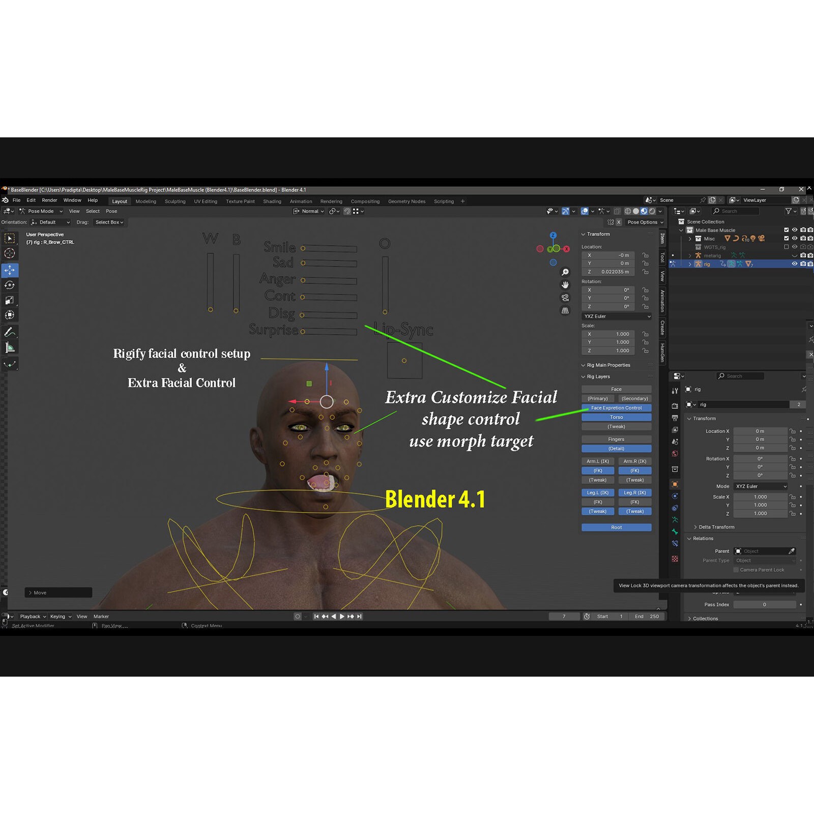 Male Base Muscle Rig - Low-Poly Game-Ready 3D Model - View 27