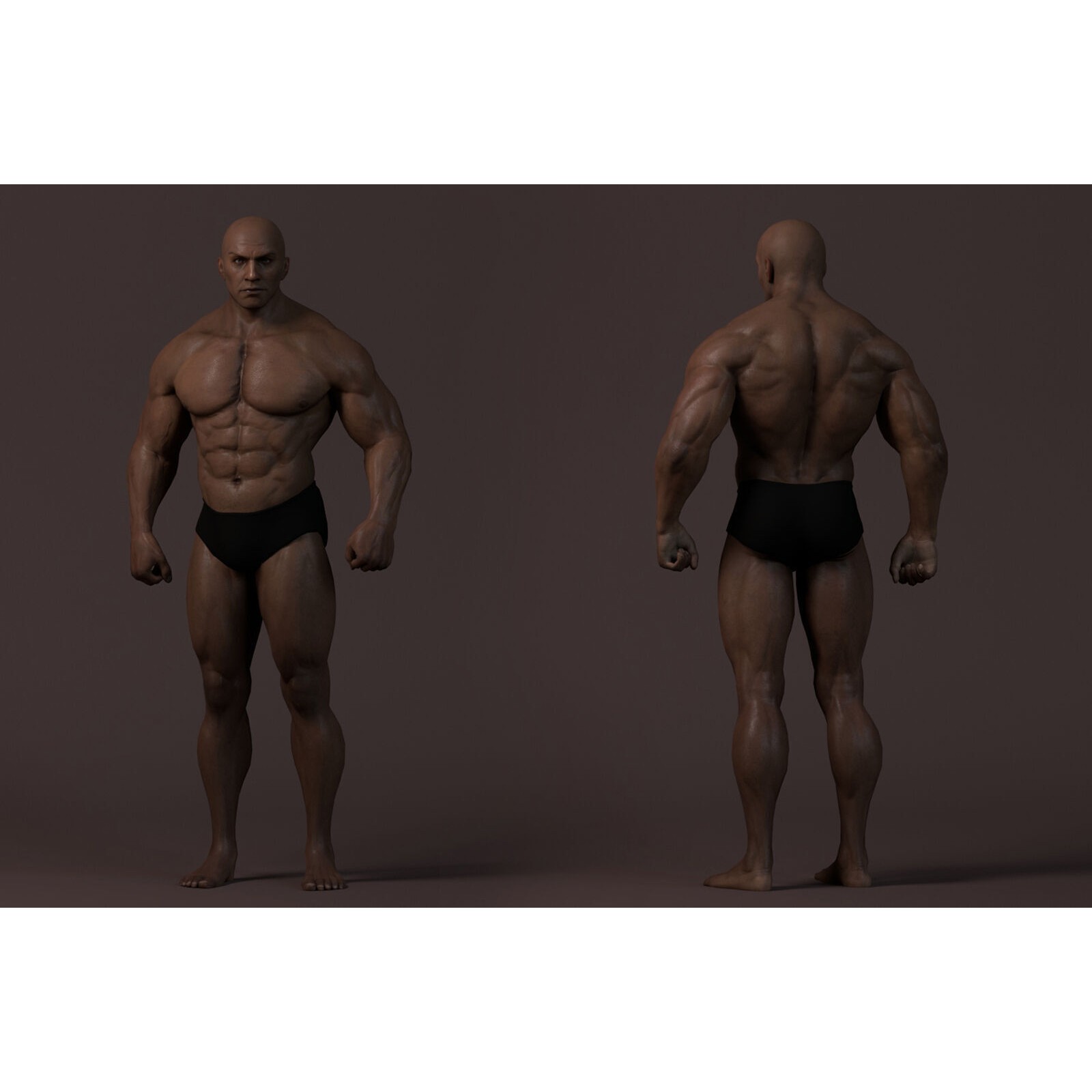 Male Base Muscle Rig - Low-Poly Game-Ready 3D Model - View 3