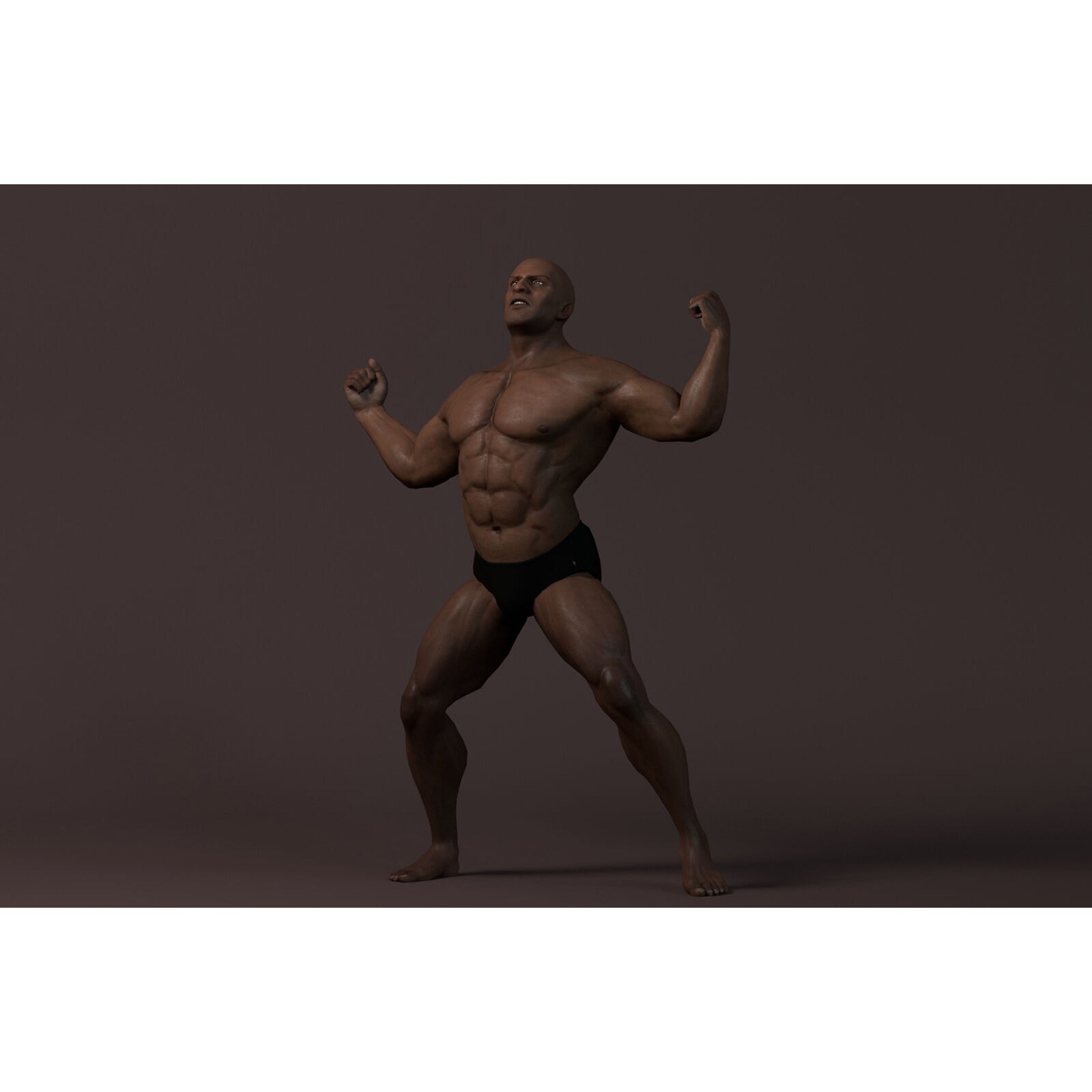 Male Base Muscle Rig - Low-Poly Game-Ready 3D Model - View 4