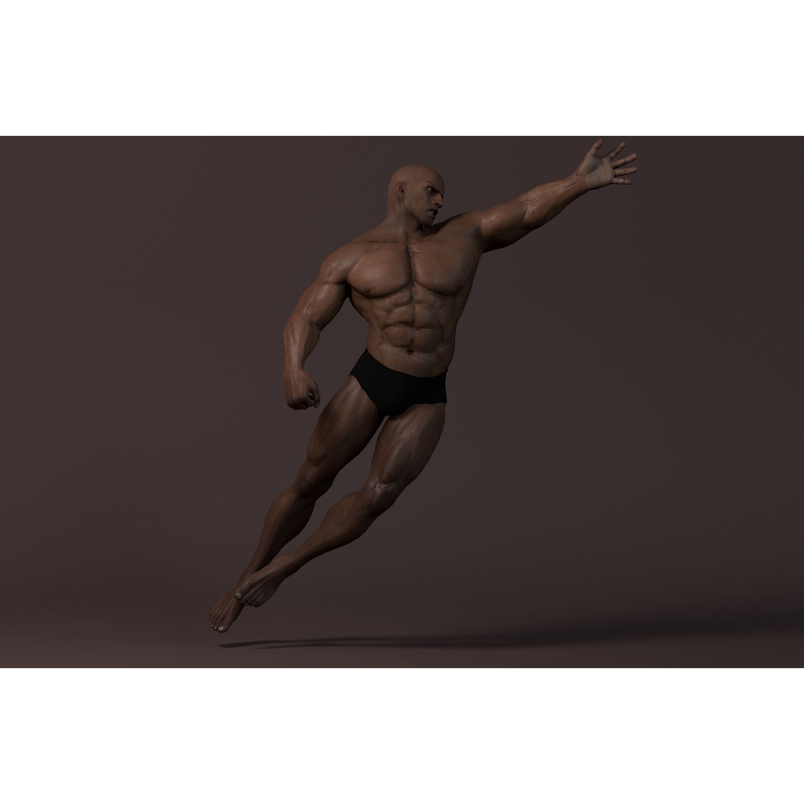 Male Base Muscle Rig - Low-Poly Game-Ready 3D Model - View 5