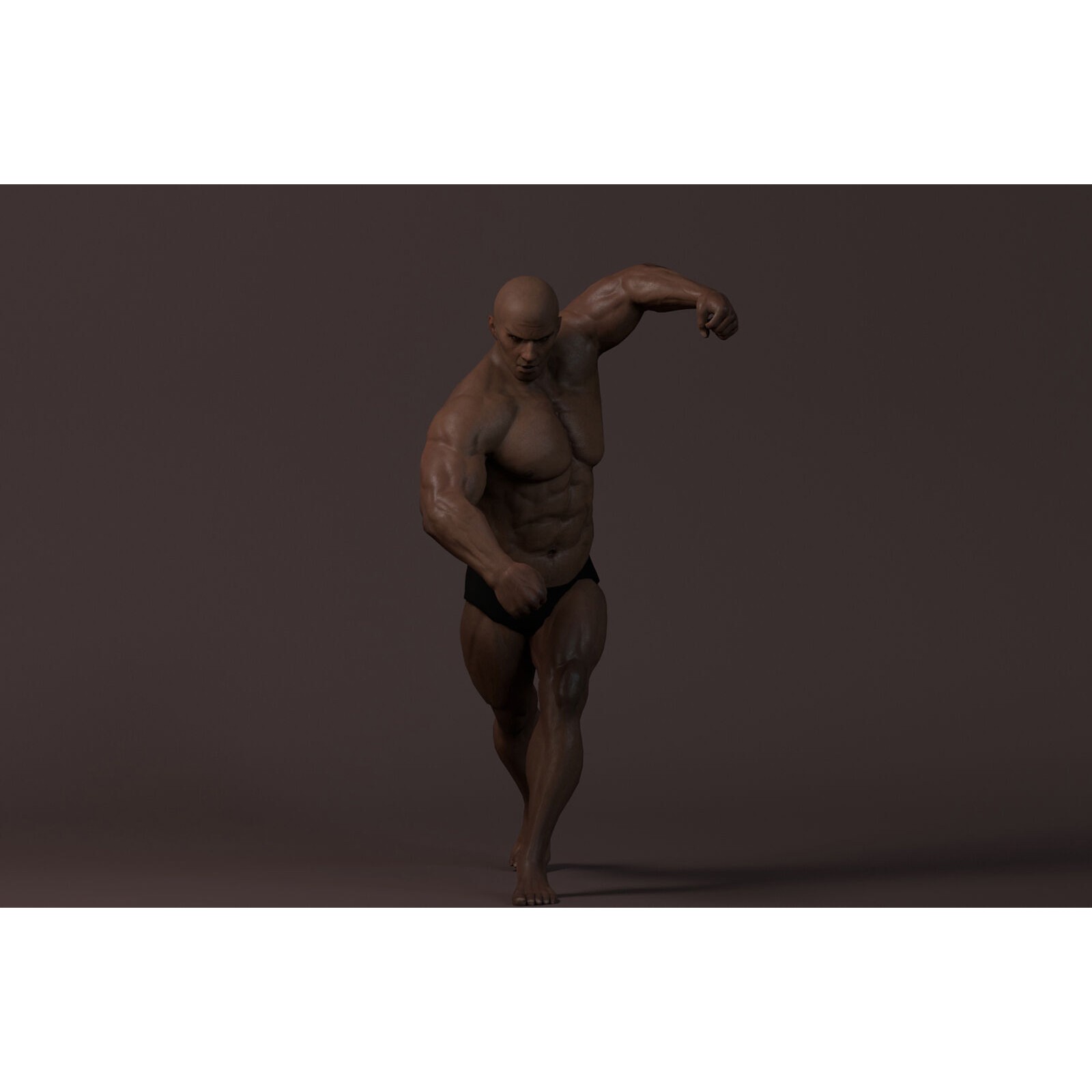 Male Base Muscle Rig - Low-Poly Game-Ready 3D Model - View 6