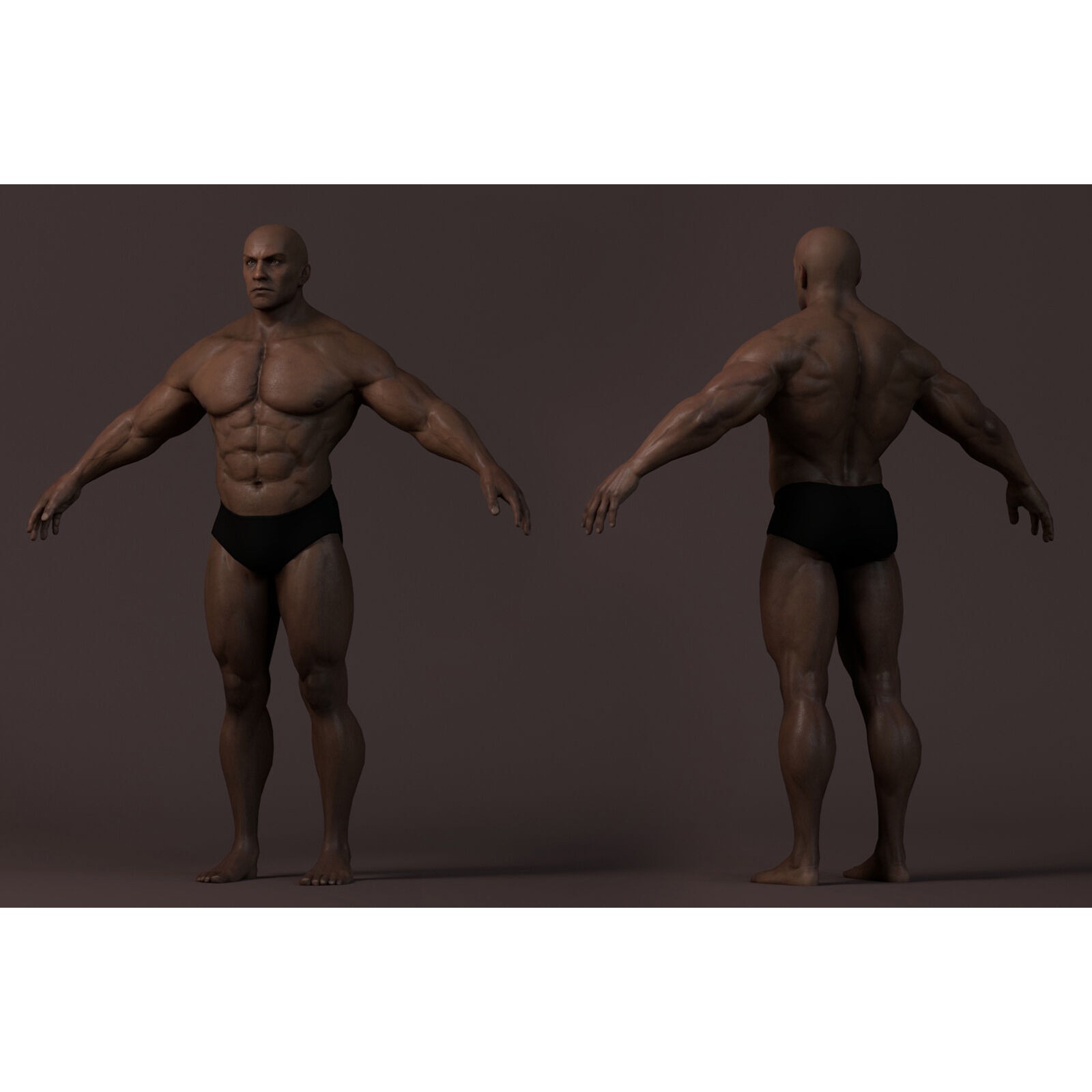 Male Base Muscle Rig - Low-Poly Game-Ready 3D Model - View 7