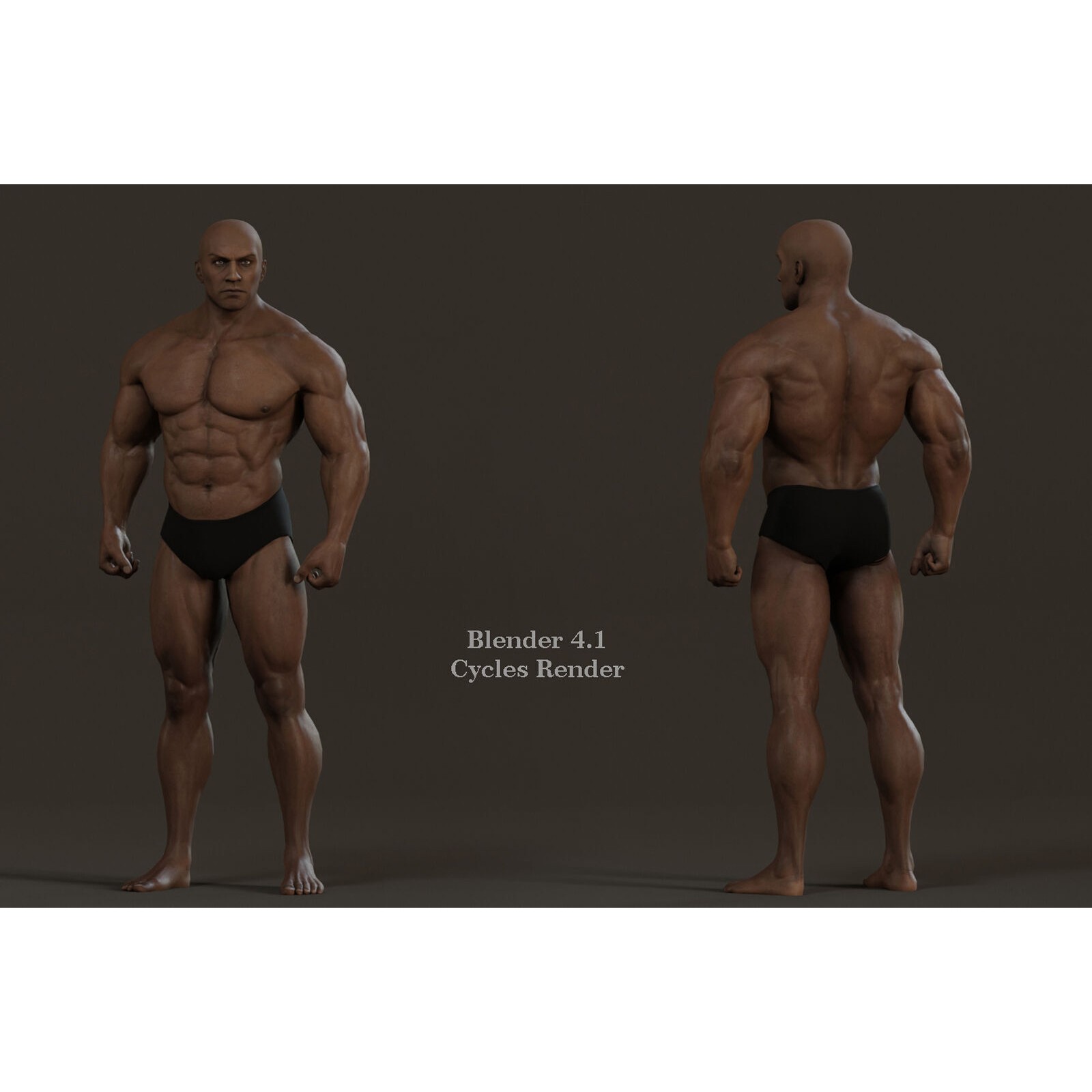 Male Base Muscle Rig - Low-Poly Game-Ready 3D Model - View 9