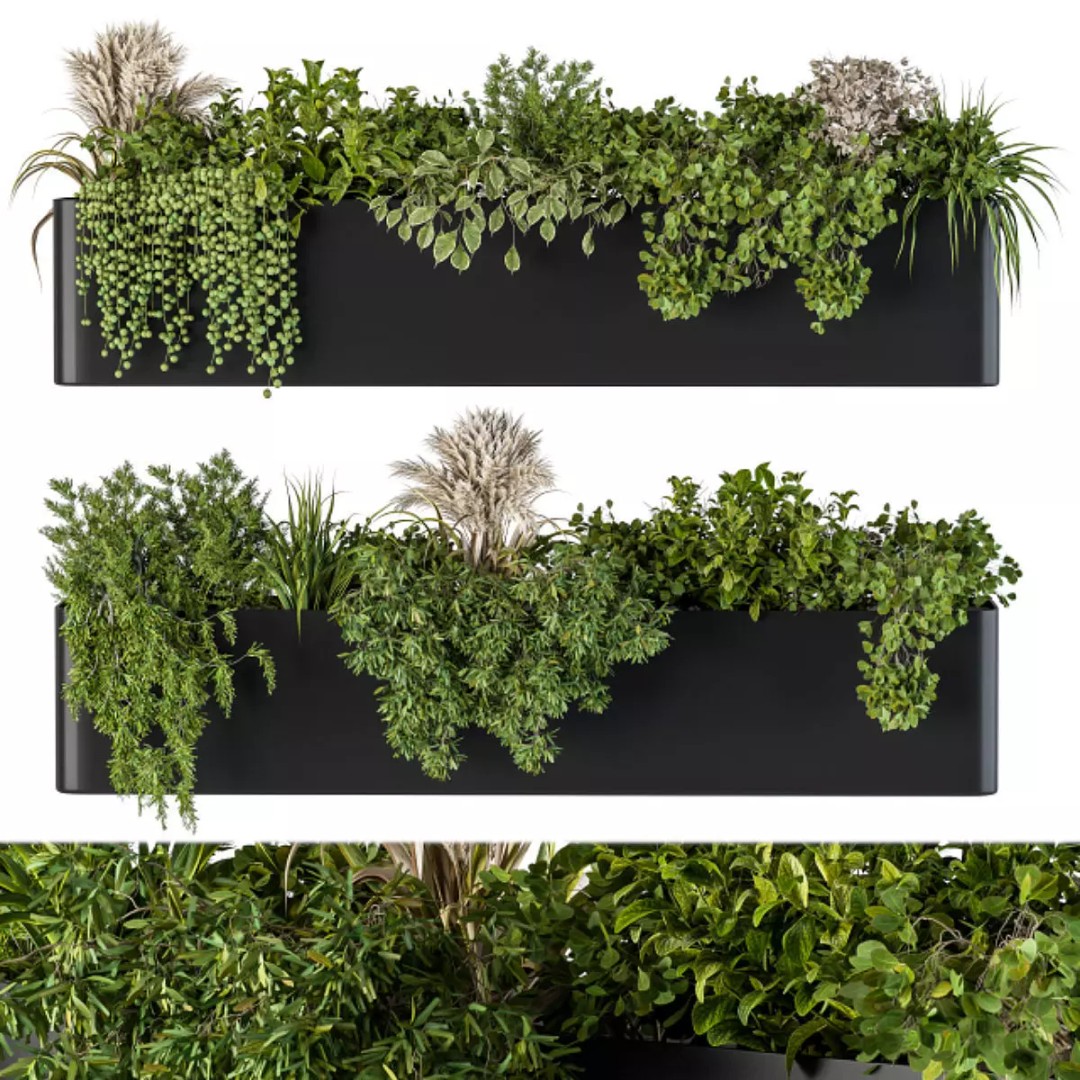 Plant Box on Wall 3D Model – Decorative Planter, FBX, OBJ Formats - View 2