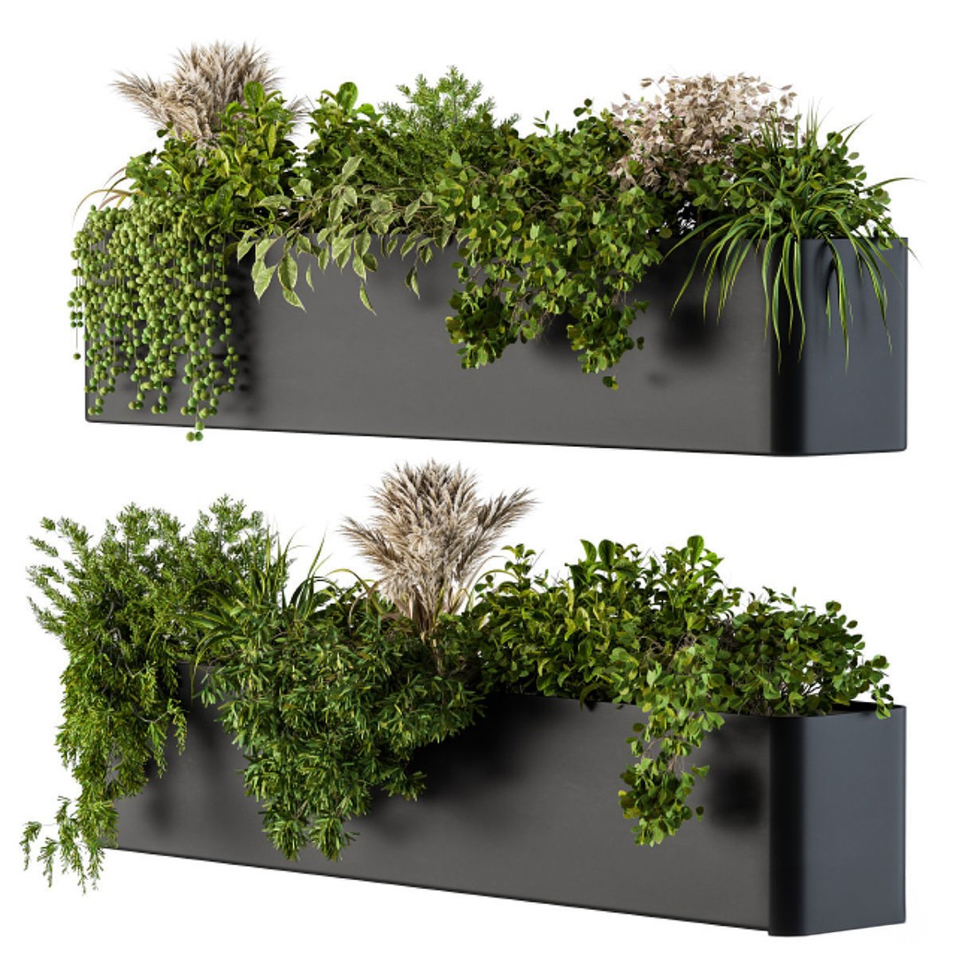Plant Box on Wall 3D Model – Decorative Planter, FBX, OBJ Formats - View 3