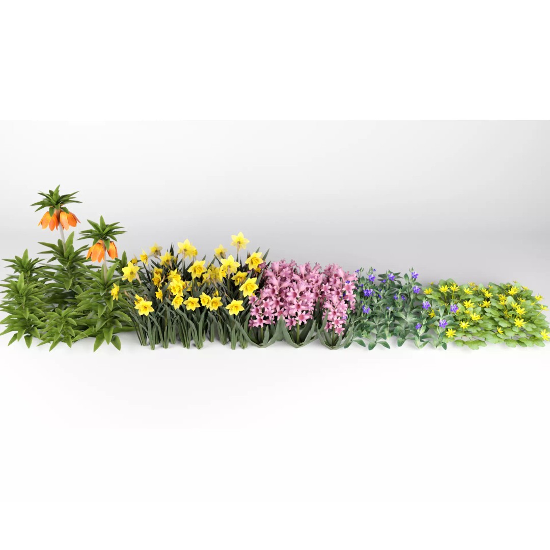 Spring Garden Flowers 3D Model – Low Poly Collection for Unity - View 2