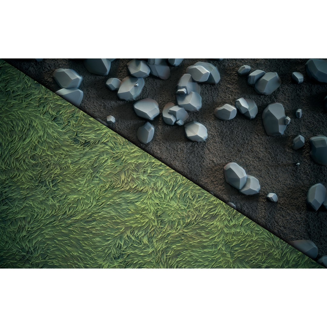 Grass Green Plain 3D Model – Anime Stylized Texture, PBR Formats