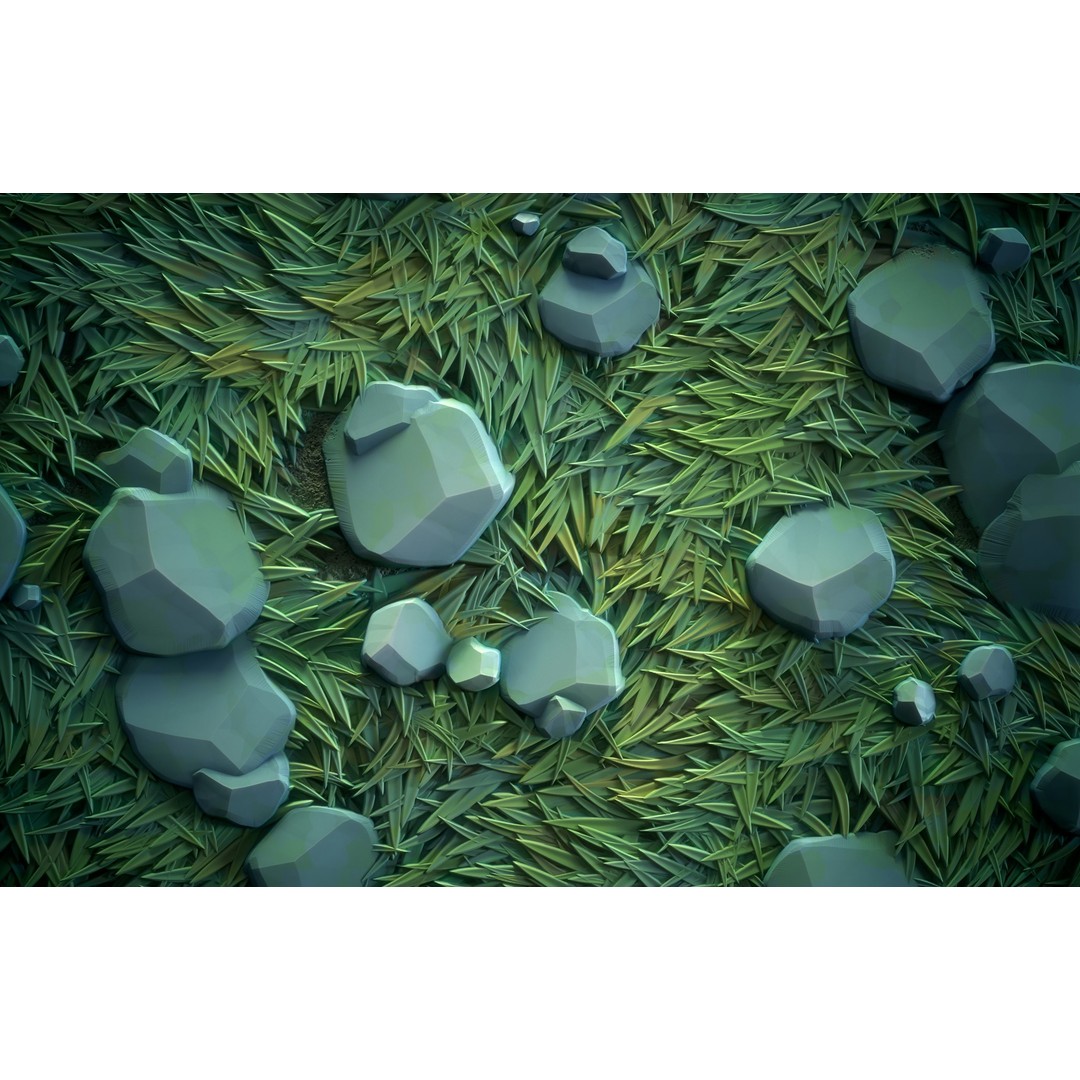 Grass Green Plain 3D Model – Anime Stylized Texture, PBR Formats - View 12