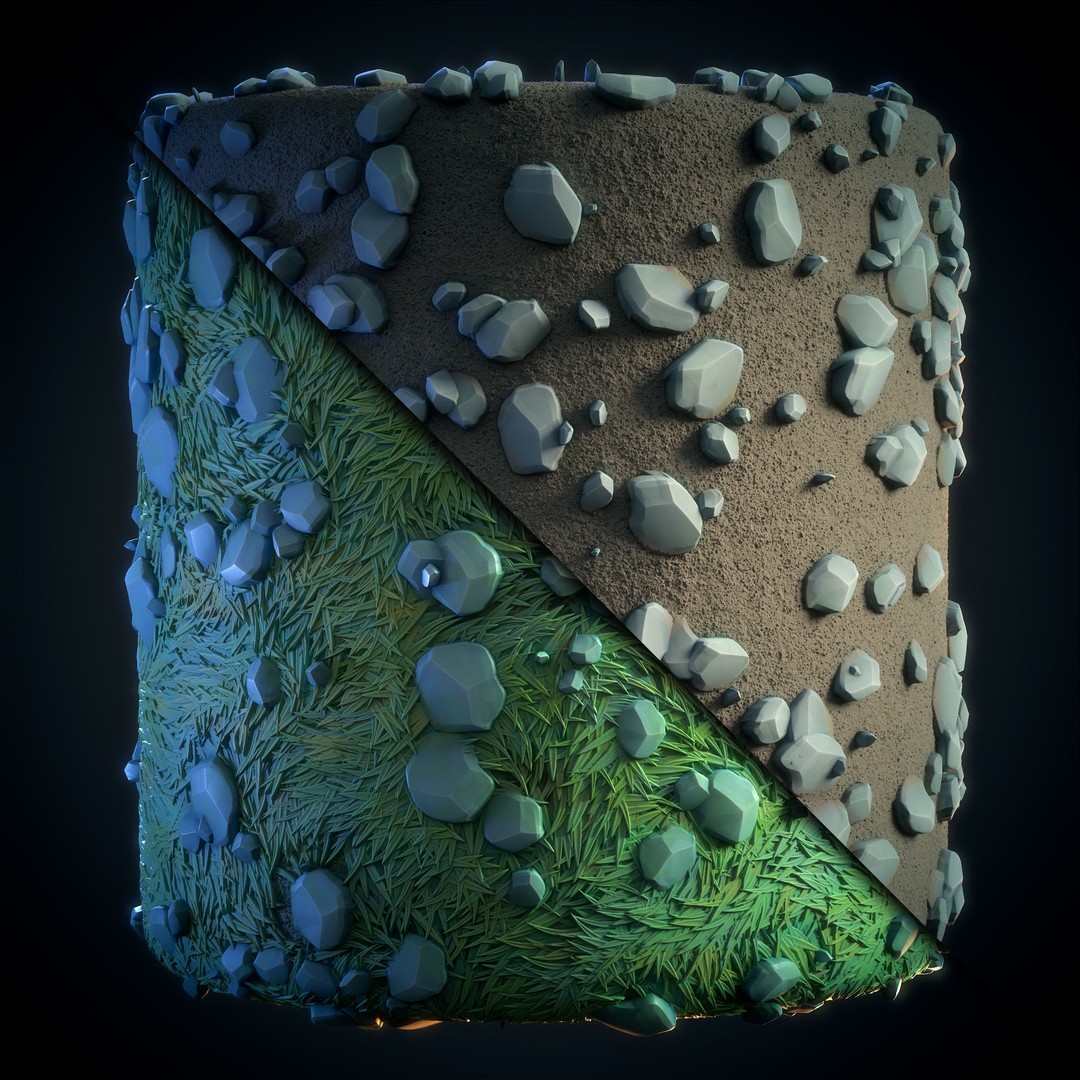 Grass Green Plain 3D Model – Anime Stylized Texture, PBR Formats - View 14