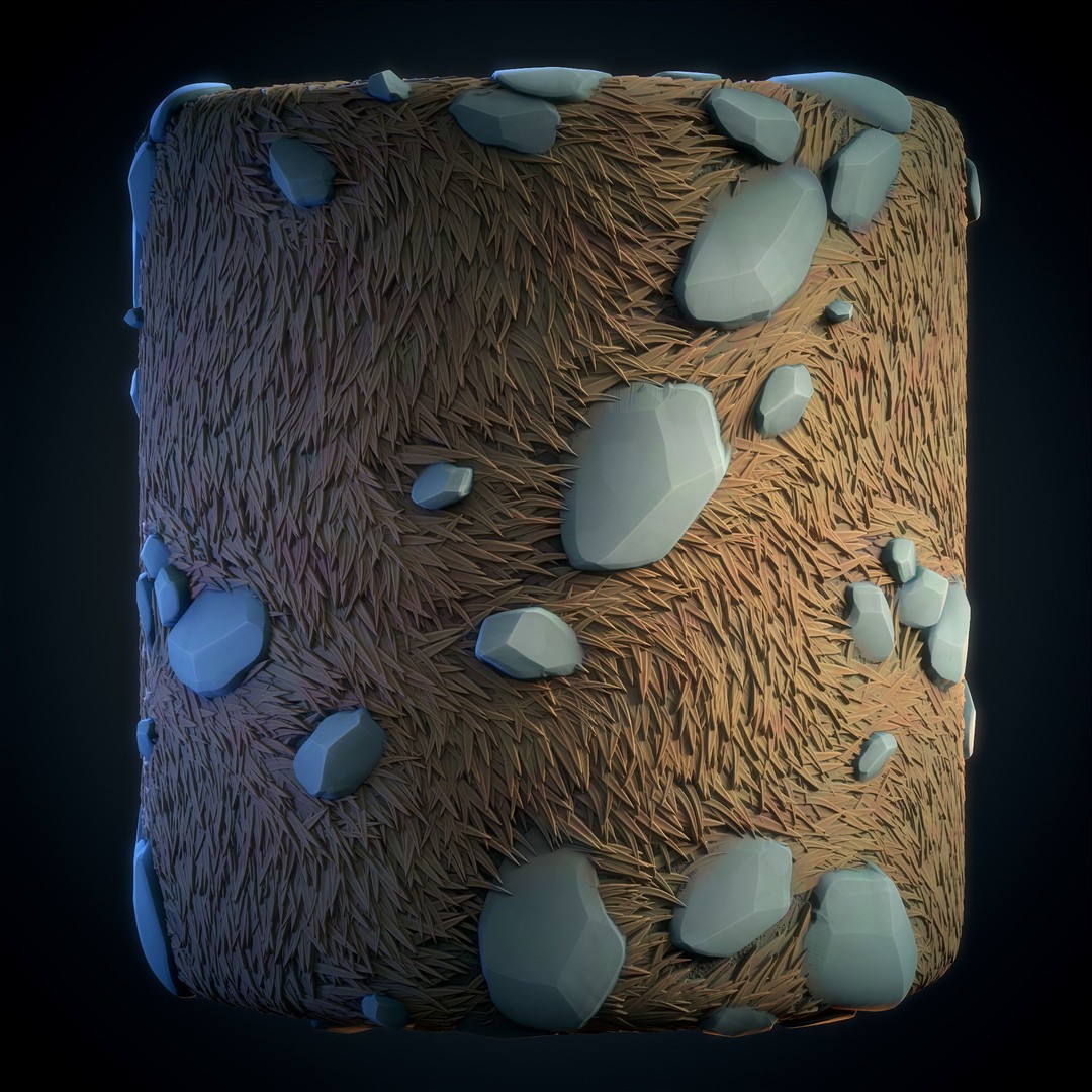 Grass Green Plain 3D Model – Anime Stylized Texture, PBR Formats - View 3