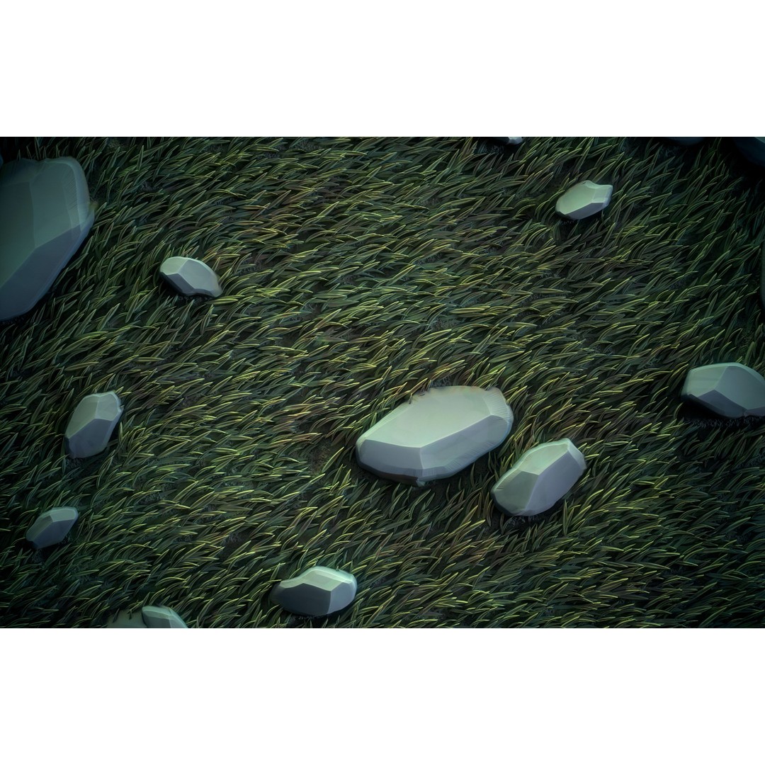 Grass Green Plain 3D Model – Anime Stylized Texture, PBR Formats - View 9