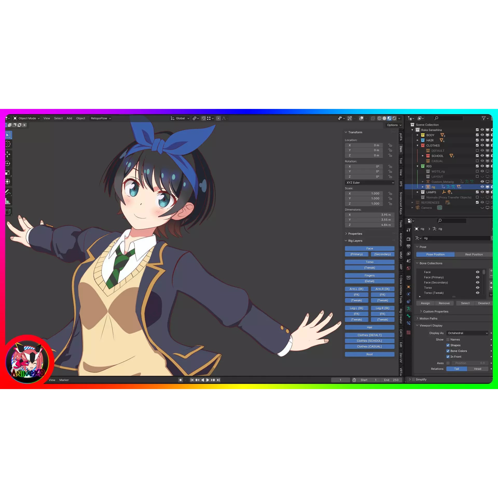 Ruka Sarashina - Rigged 3D Model - View 11