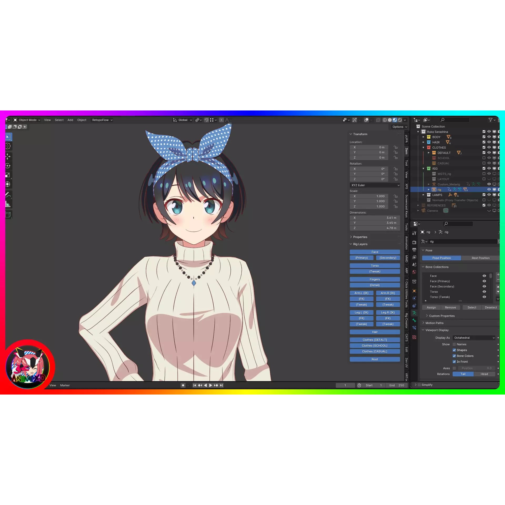Ruka Sarashina - Rigged 3D Model - View 12