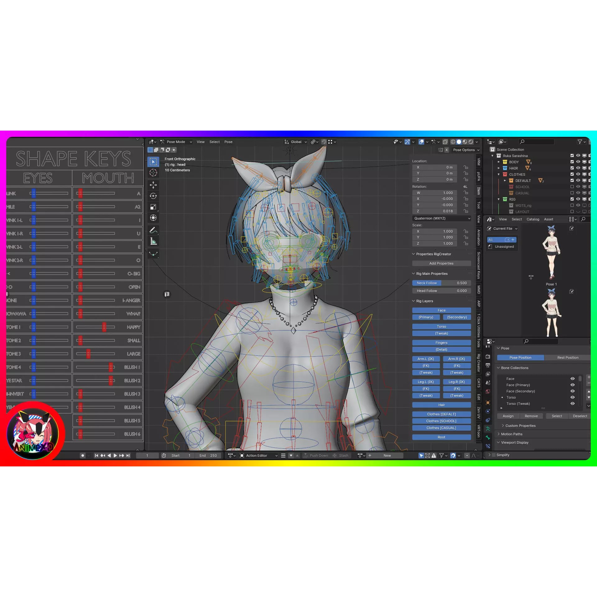 Ruka Sarashina - Rigged 3D Model - View 13
