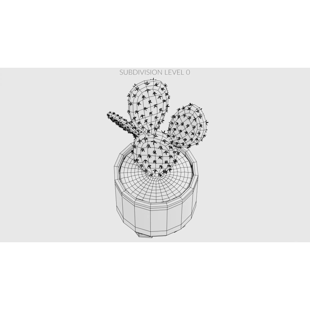 Opuntia Cactus 3D Model – Low Poly Plant in Modern Pot, Blender - View 11
