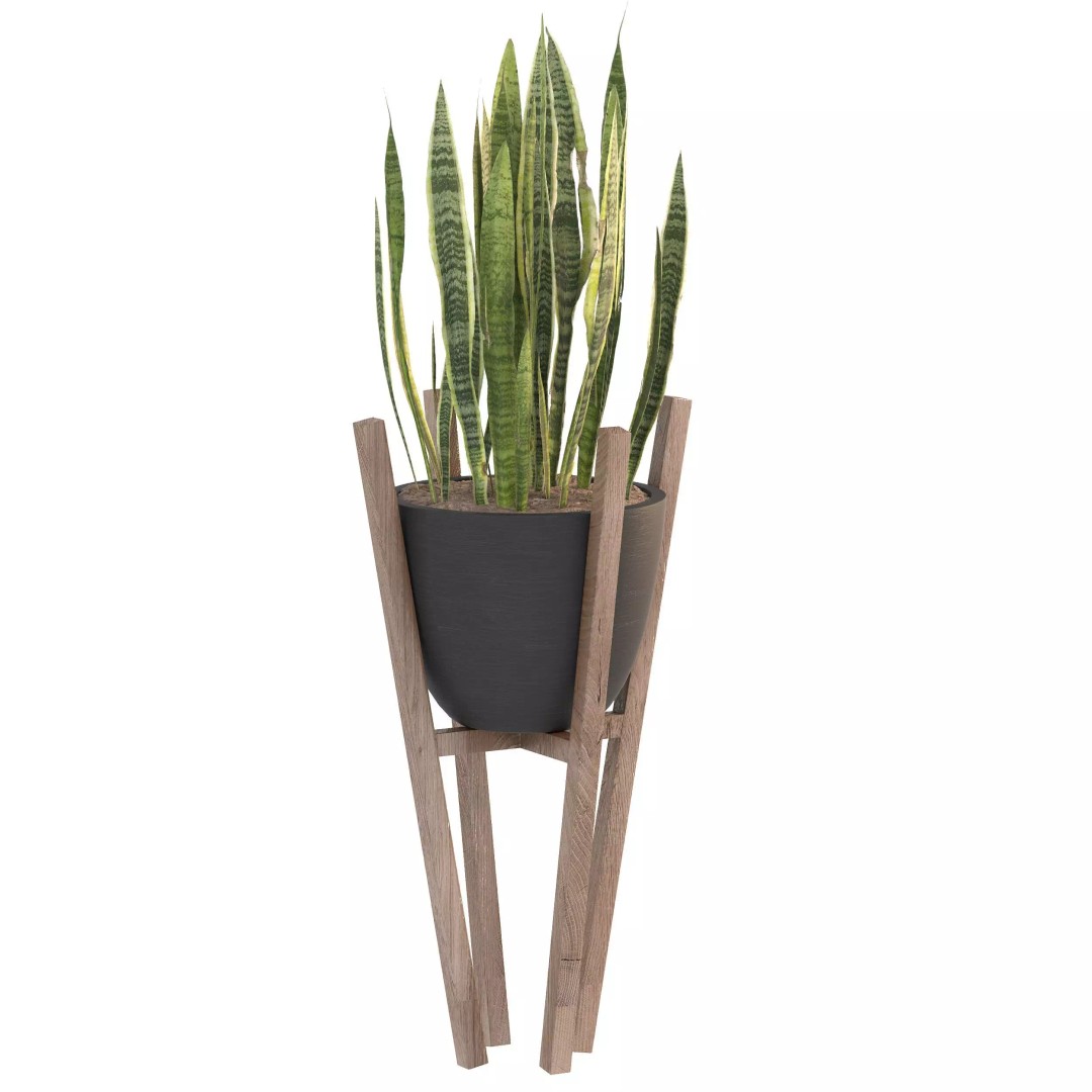 Black Metal Plant Set 3D Model – High Poly PBR Asset for Interiors - View 4