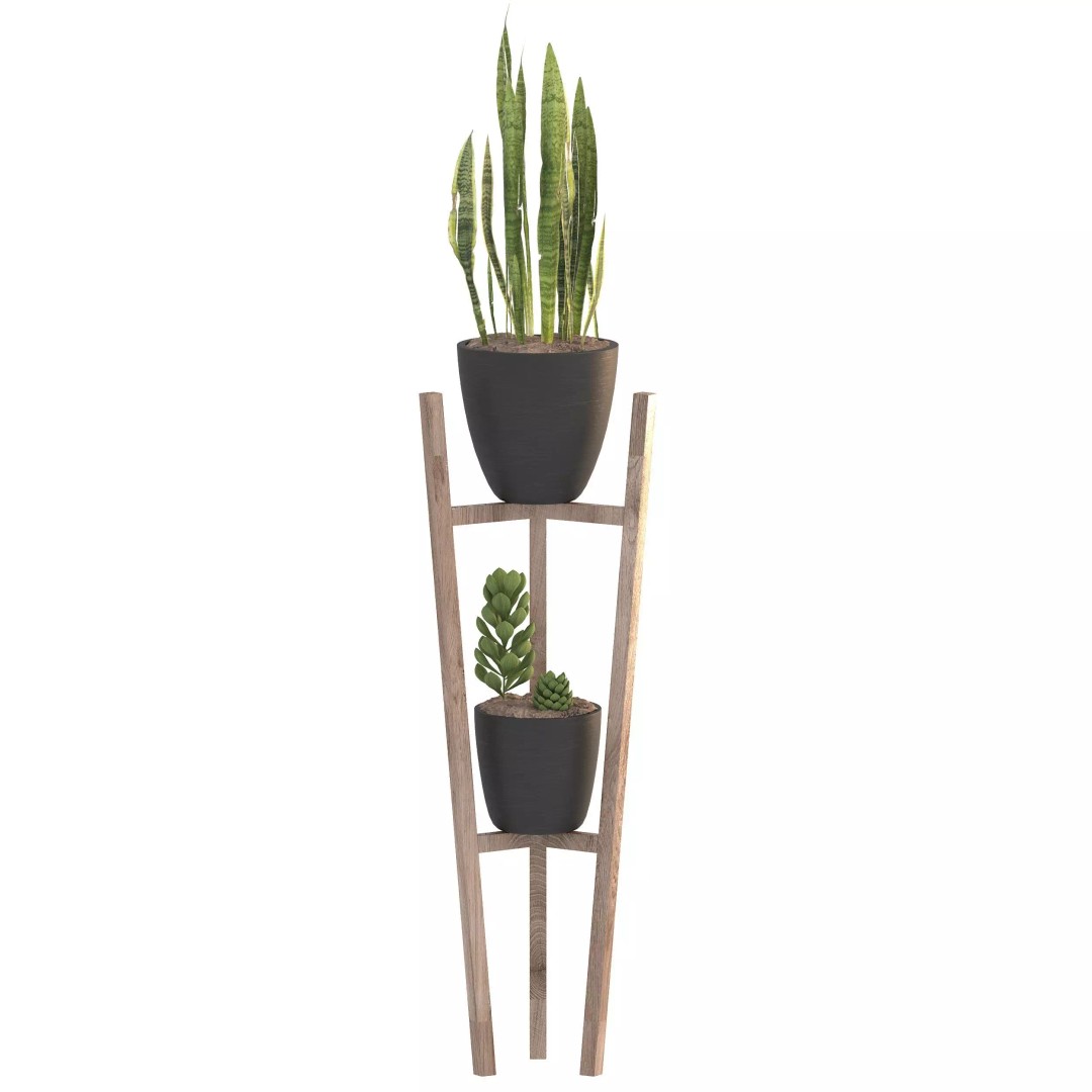 Black Metal Plant Set 3D Model – High Poly PBR Asset for Interiors - View 5