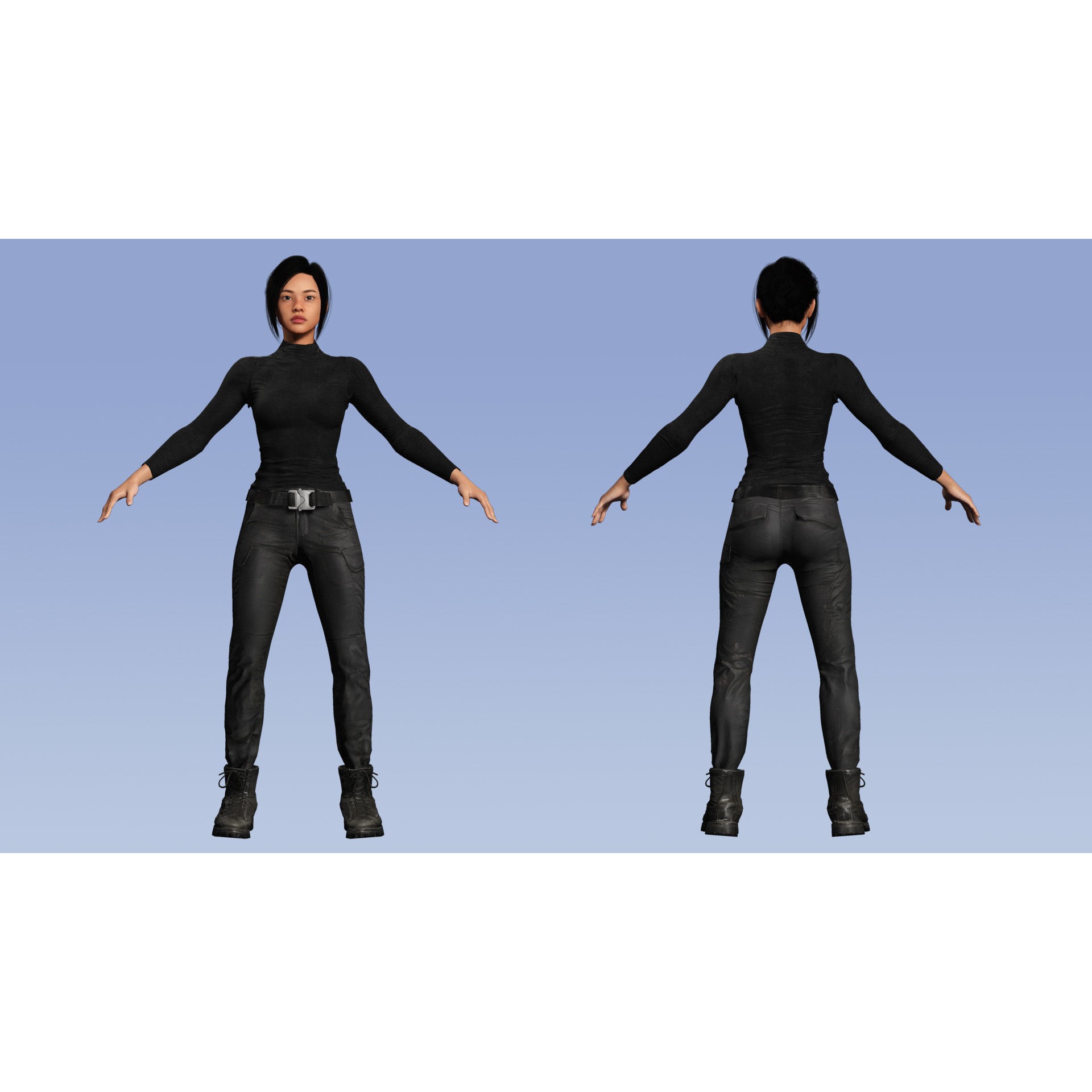 Modern Female Character - Low-Poly Game-Ready 3D Model - View 3