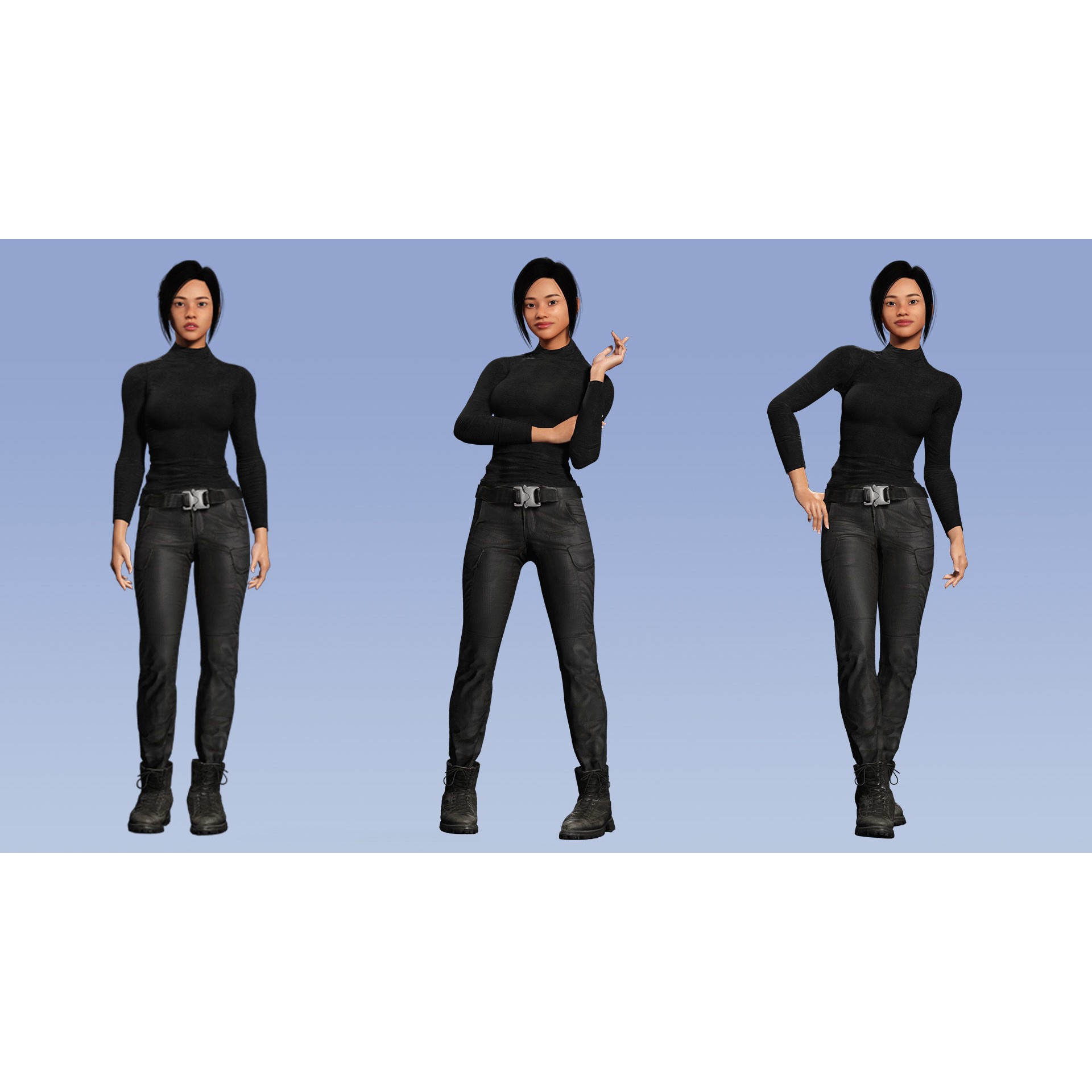 Modern Female Character - Low-Poly Game-Ready 3D Model - View 4