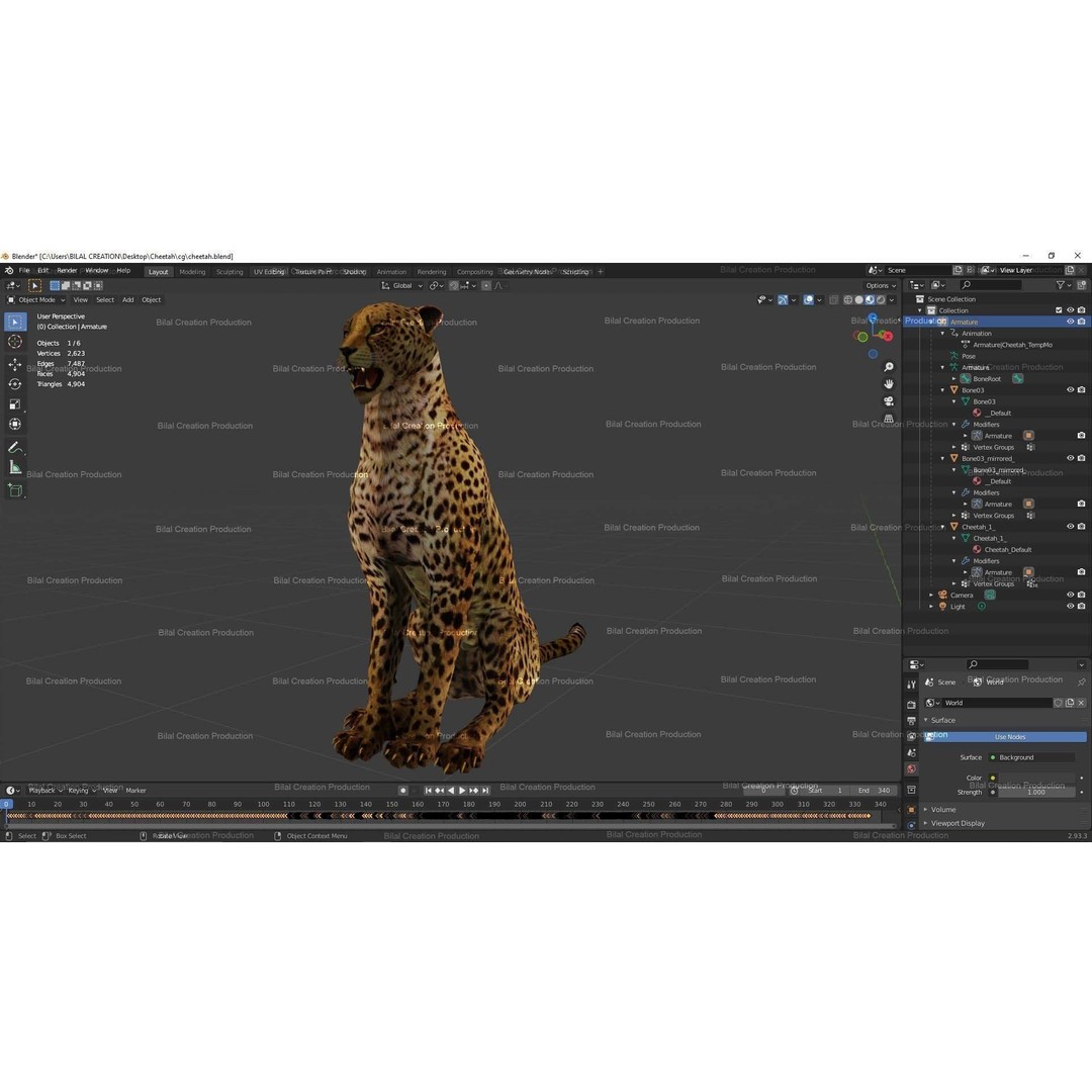 Cheetah 3D Model – Low Poly Rigged Animated Character, FBX - View 18