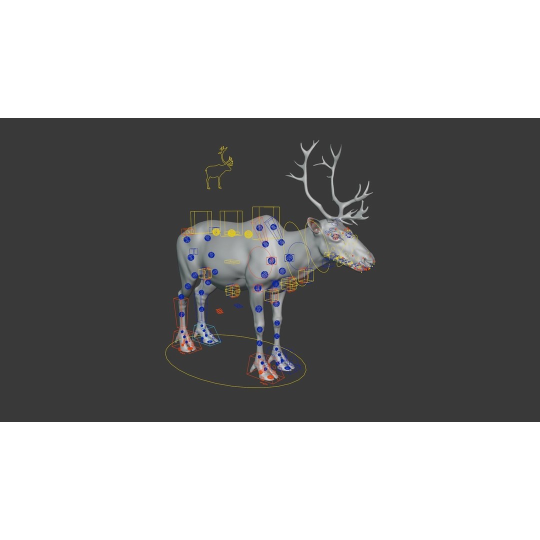 Reindeer Male and Female 3D Model – Animated Rigged Characters, Blender - View 7