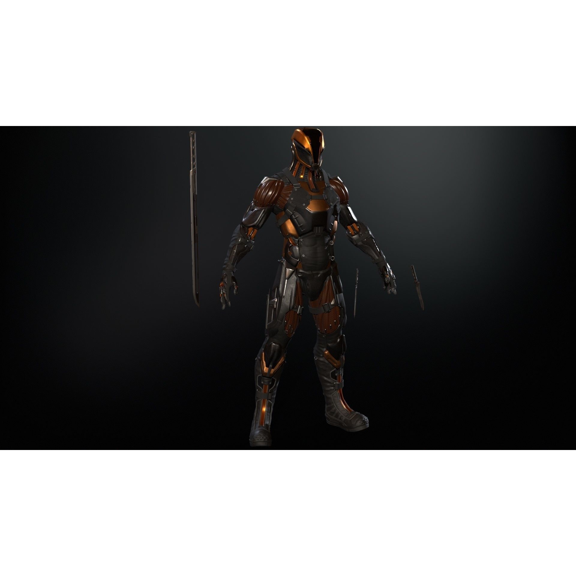 CyberNinja - Low-Poly Game-Ready 3D Model - View 17