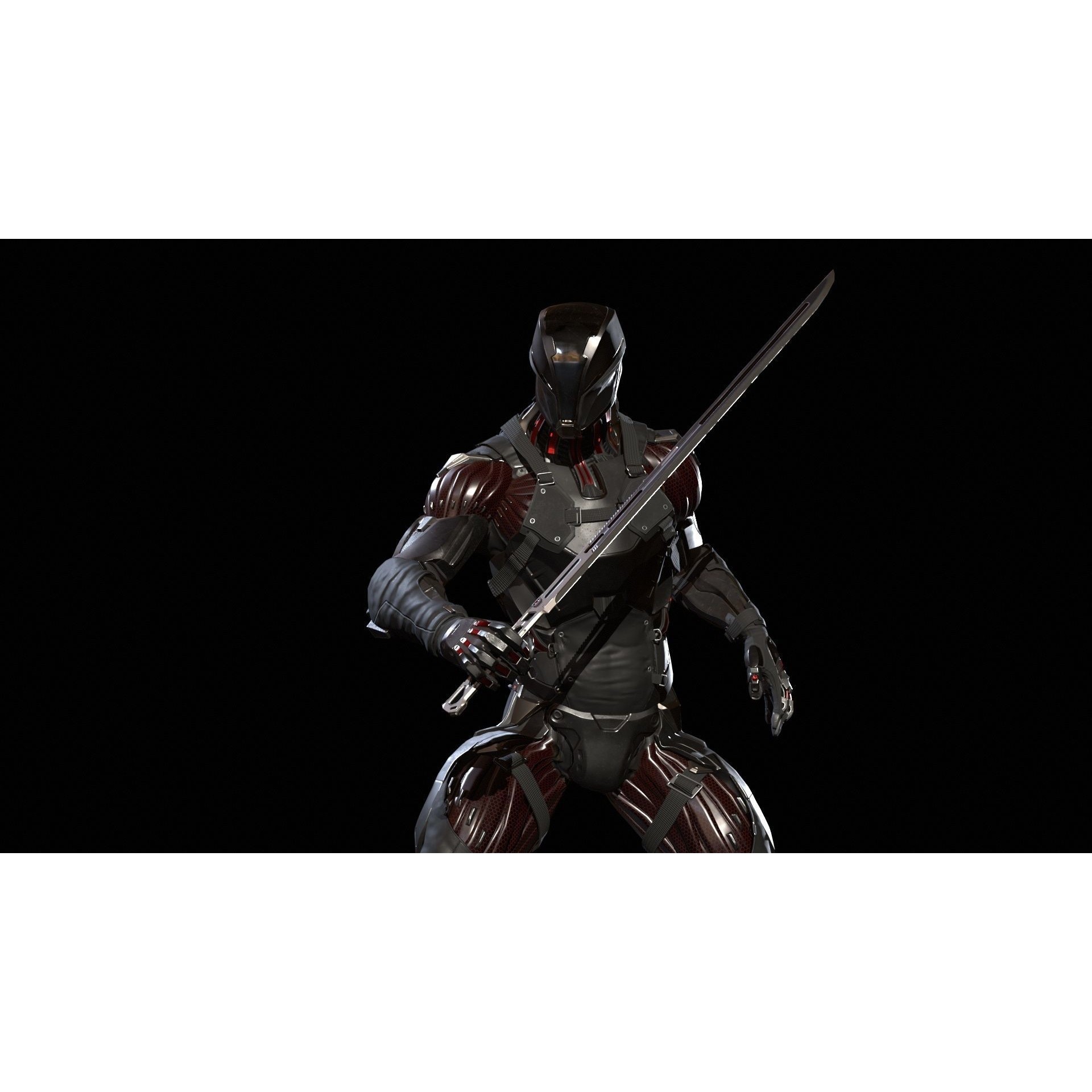 CyberNinja - Low-Poly Game-Ready 3D Model - View 18