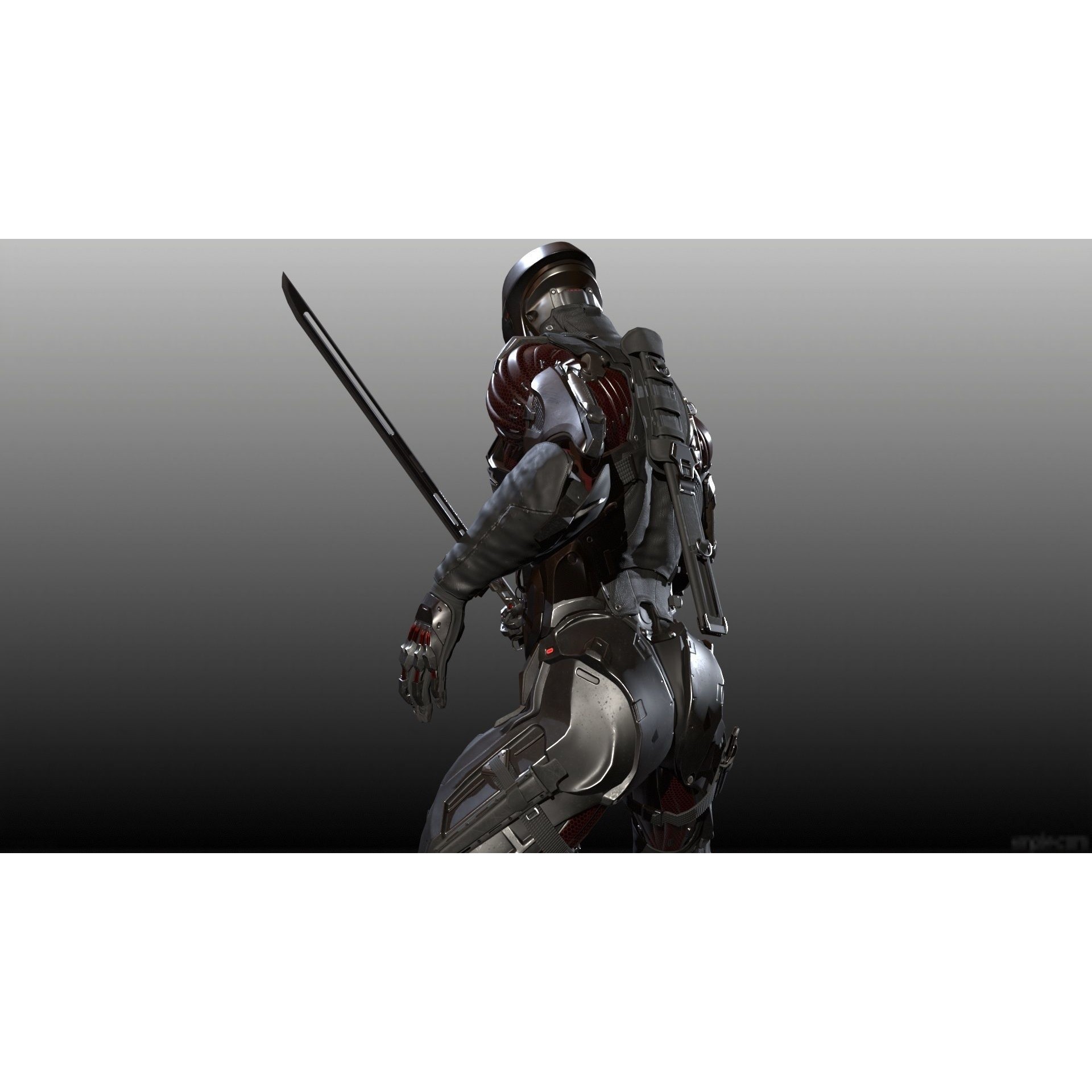 CyberNinja - Low-Poly Game-Ready 3D Model - View 21