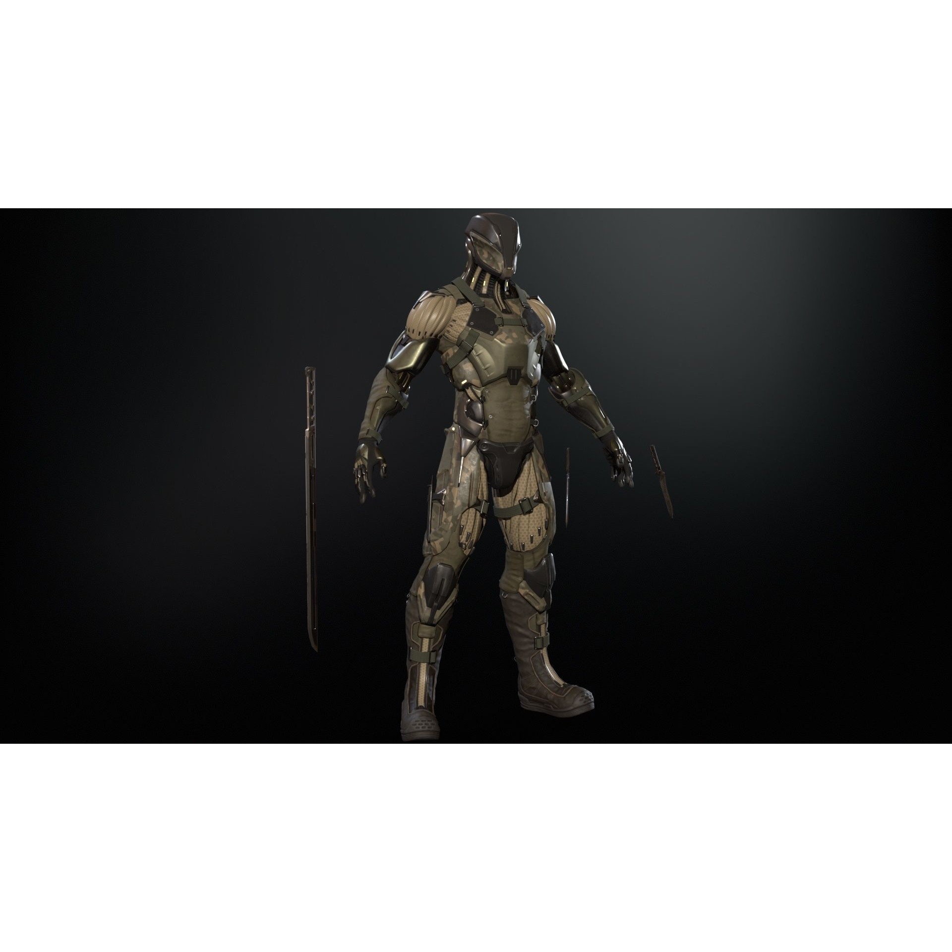 CyberNinja - Low-Poly Game-Ready 3D Model - View 22