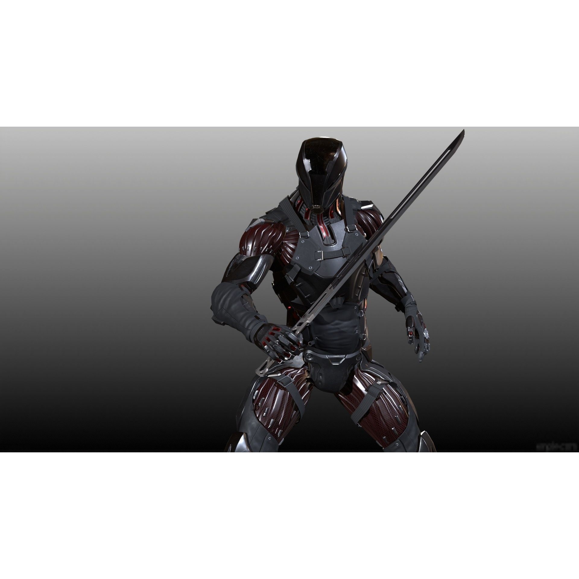 CyberNinja - Low-Poly Game-Ready 3D Model - View 23