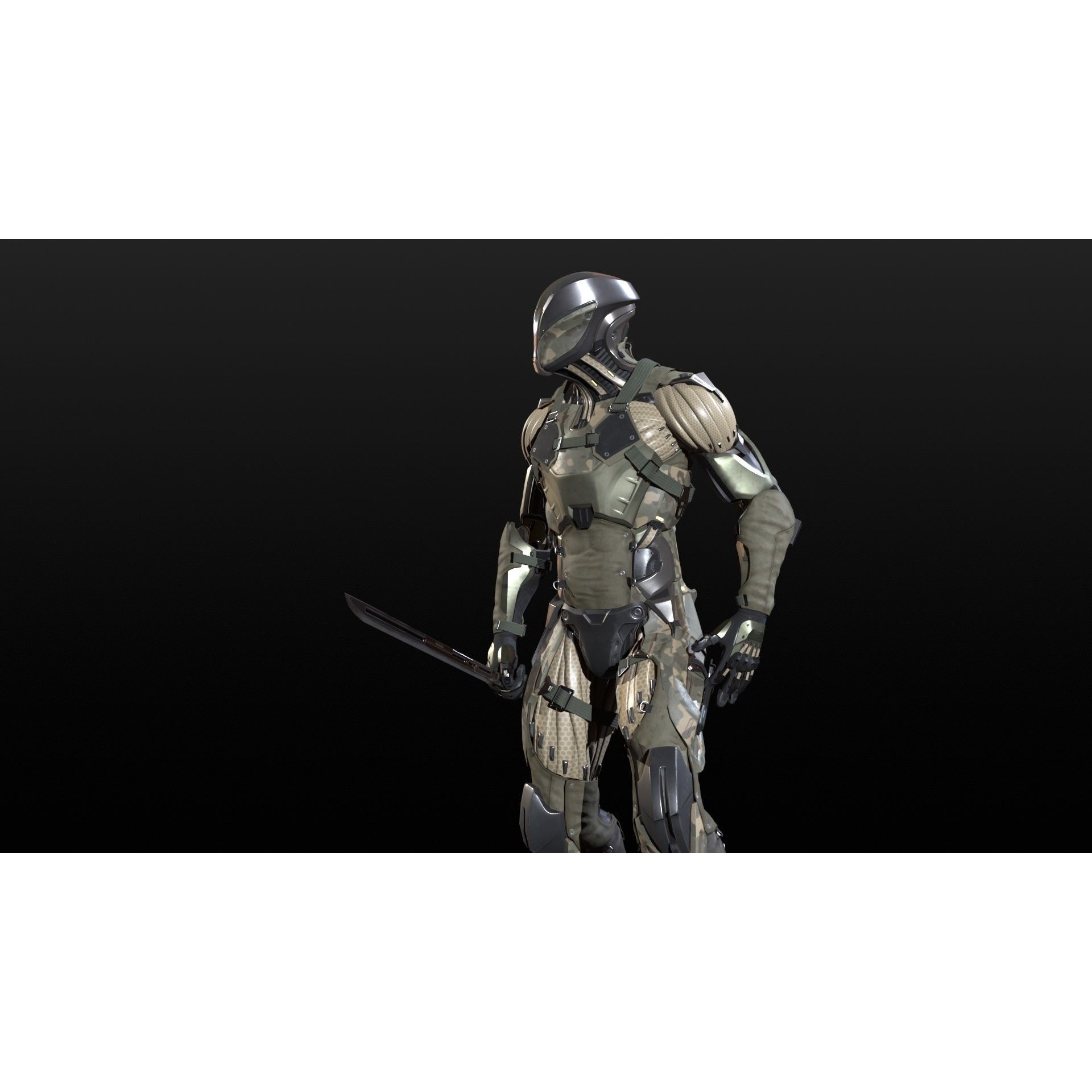 CyberNinja - Low-Poly Game-Ready 3D Model - View 32