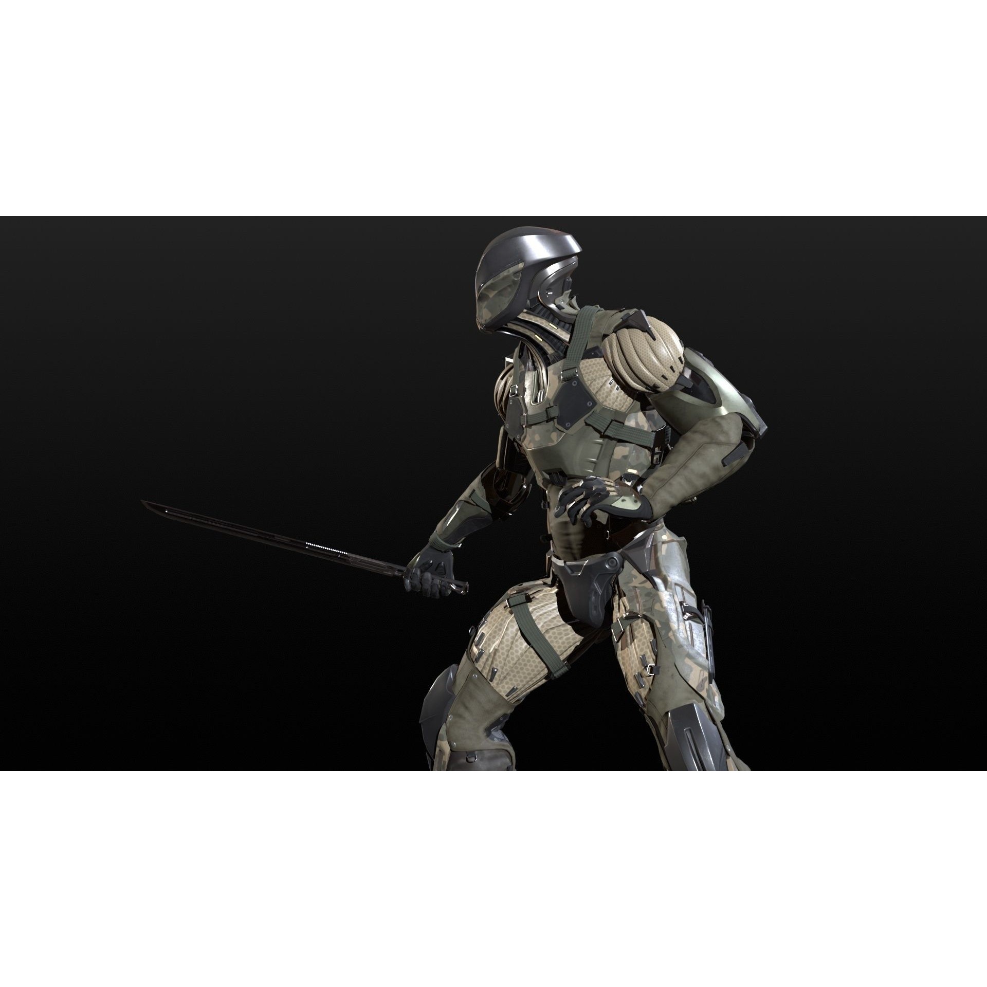 CyberNinja - Low-Poly Game-Ready 3D Model - View 33