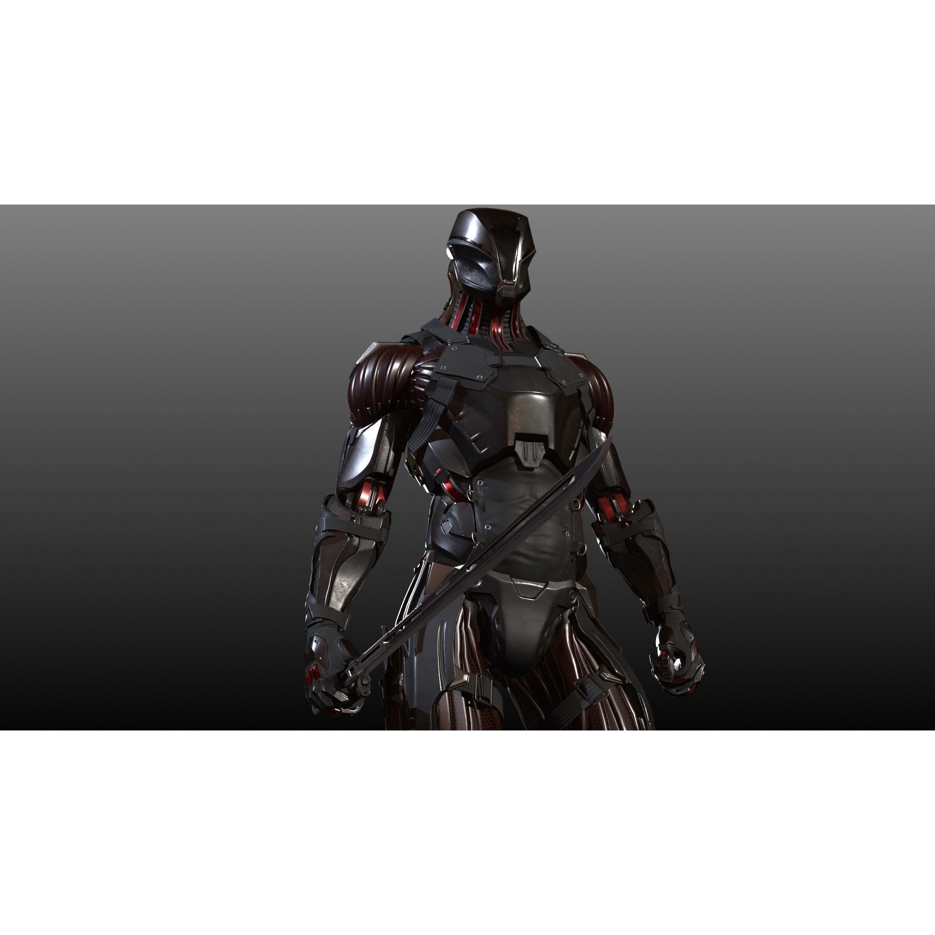 CyberNinja - Low-Poly Game-Ready 3D Model - View 8