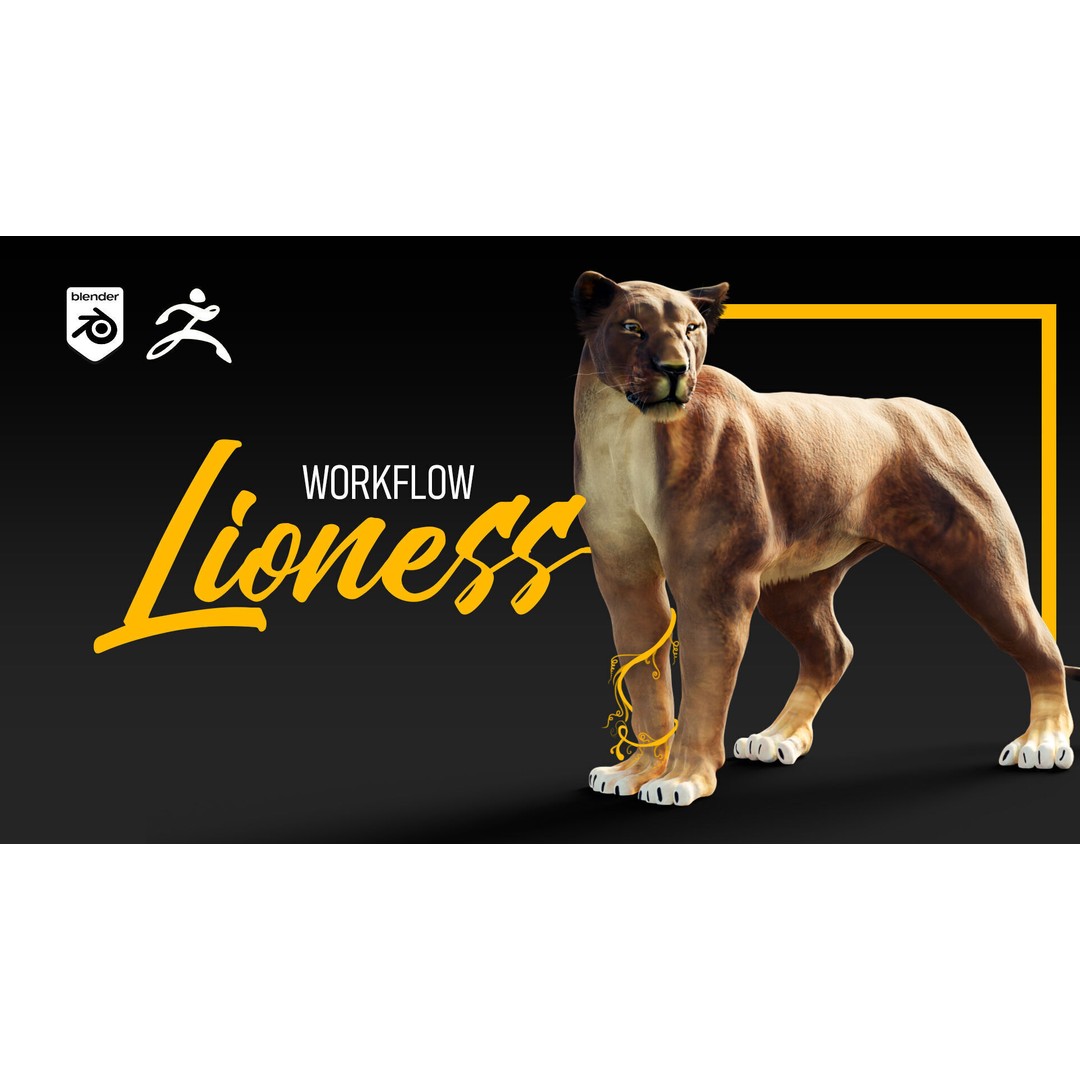 Lioness 3D Model – Rigged PBR Character for Animation, FBX - View 3