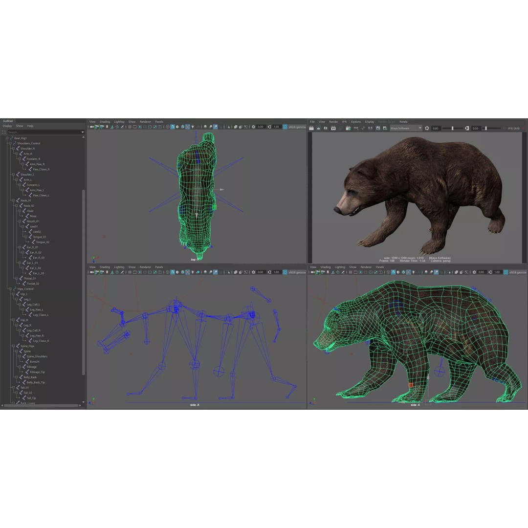 Animated Bear 3D Model – Rigged Game-Ready Asset, FBX, OBJ