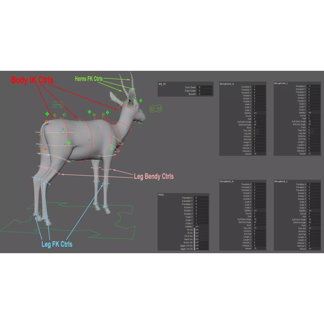 Gazelle 3D Model – Rigged High-Detail Animal Asset, Maya - View 25